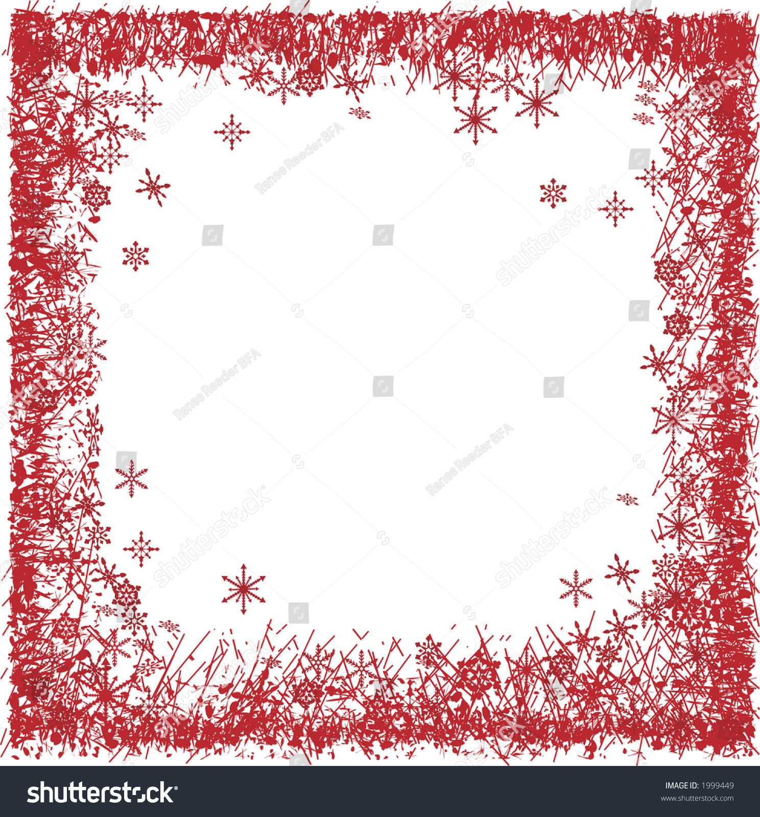 Red Snowflake Border With A Warm And Romantic Feel. Illustration 