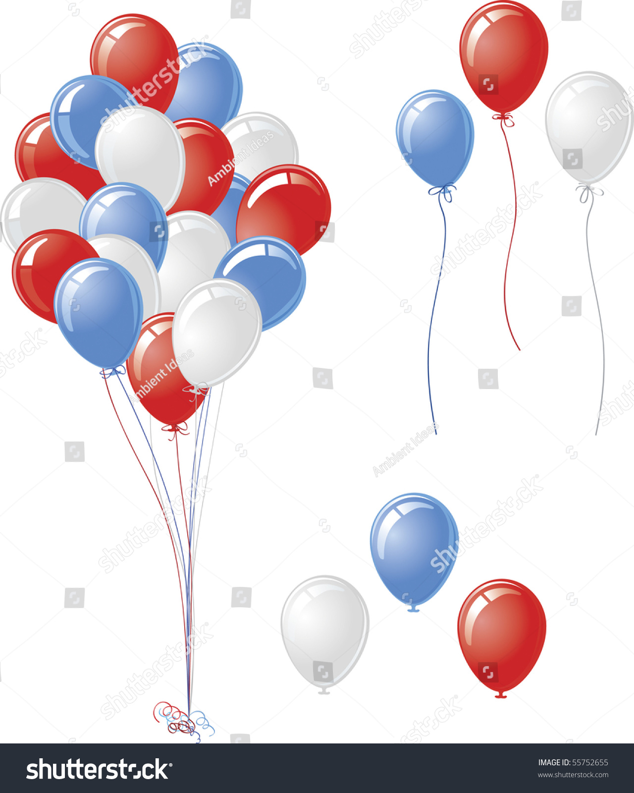 Red White Blue Balloon Vector Set - 55752655 : Shutterstock