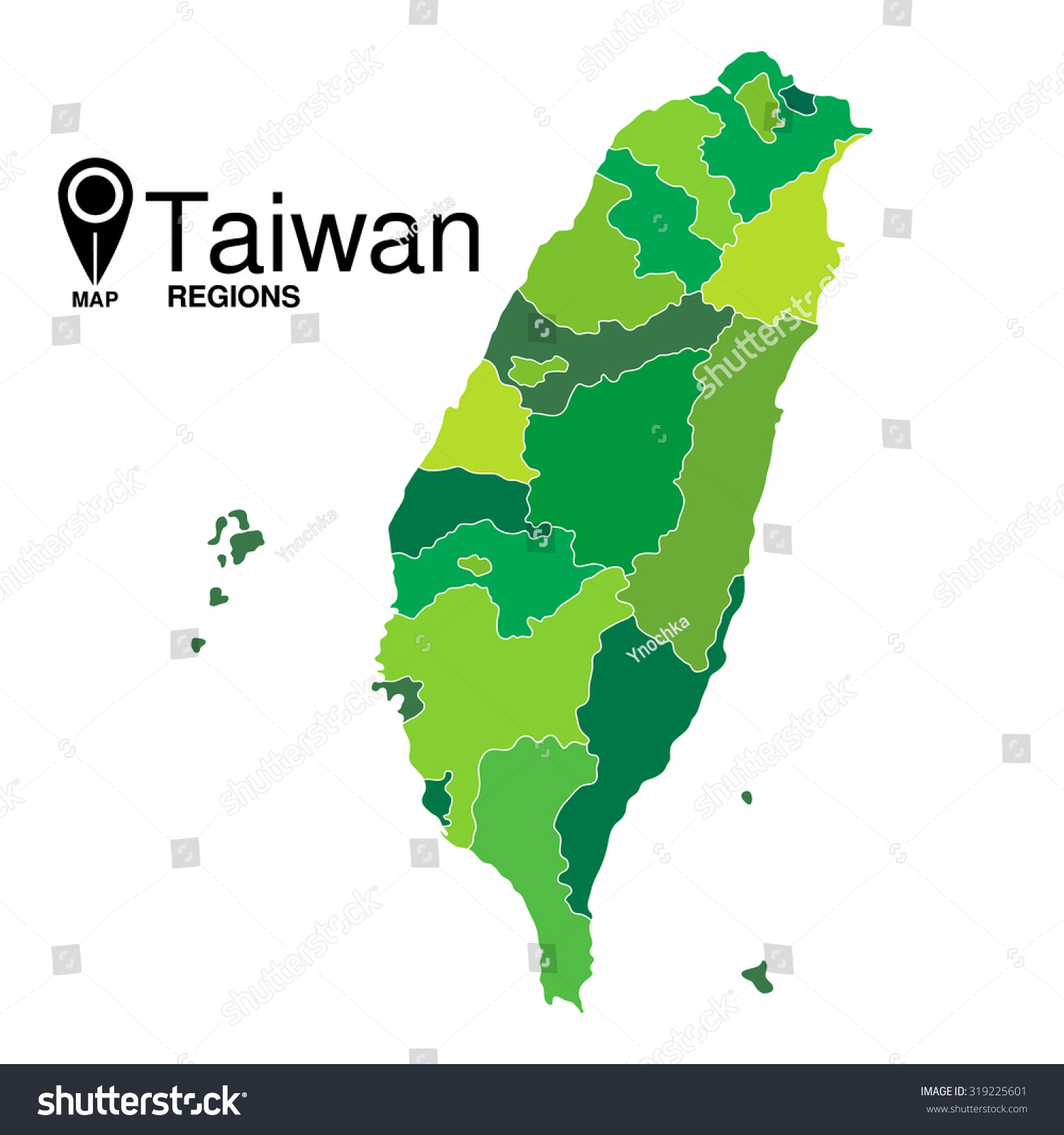 regions-map-of-taiwan-taiwan-stock-vector-illustration-319225601