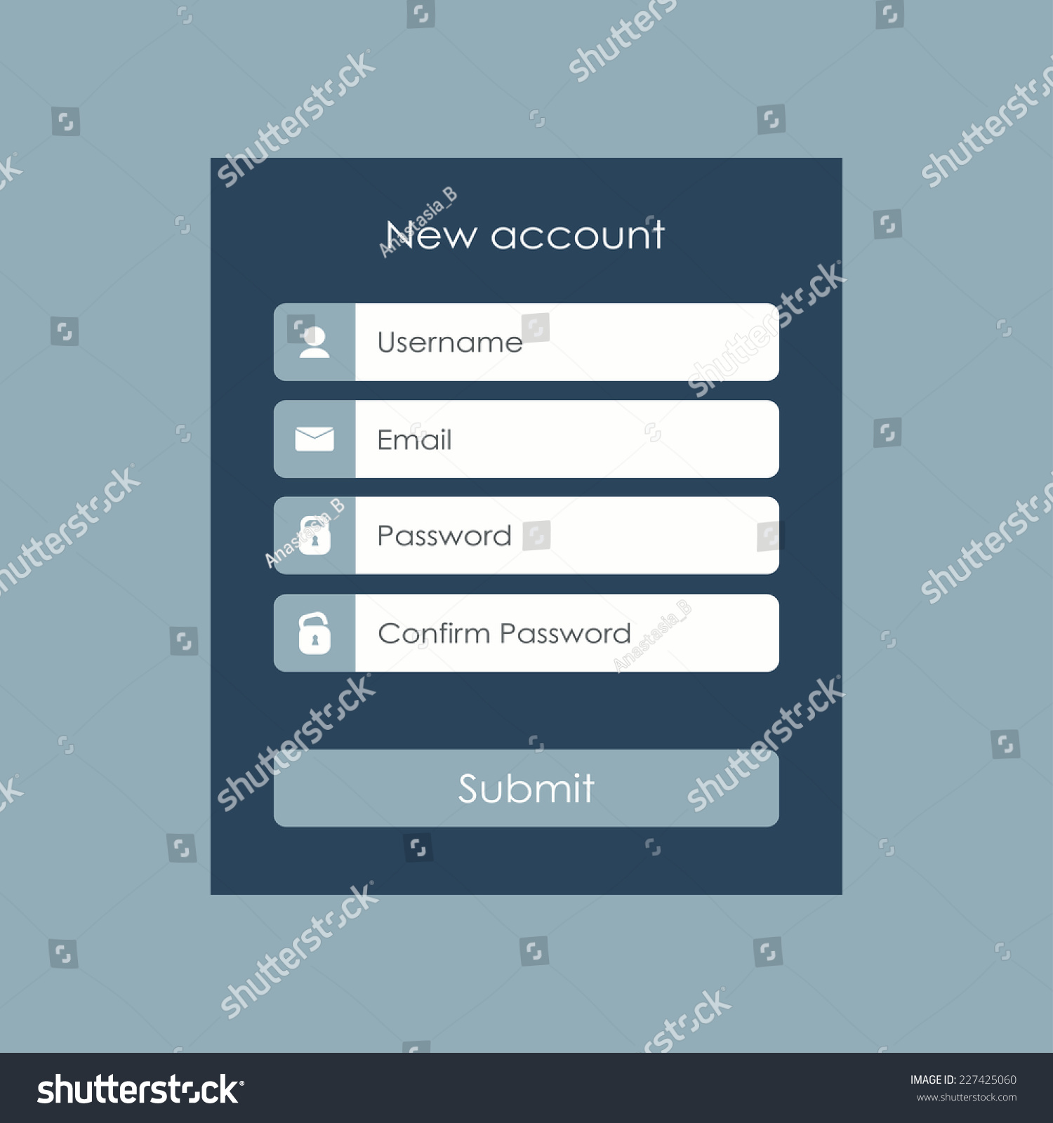 Registration Form. Flat Design. Template For Website And Mobile App 