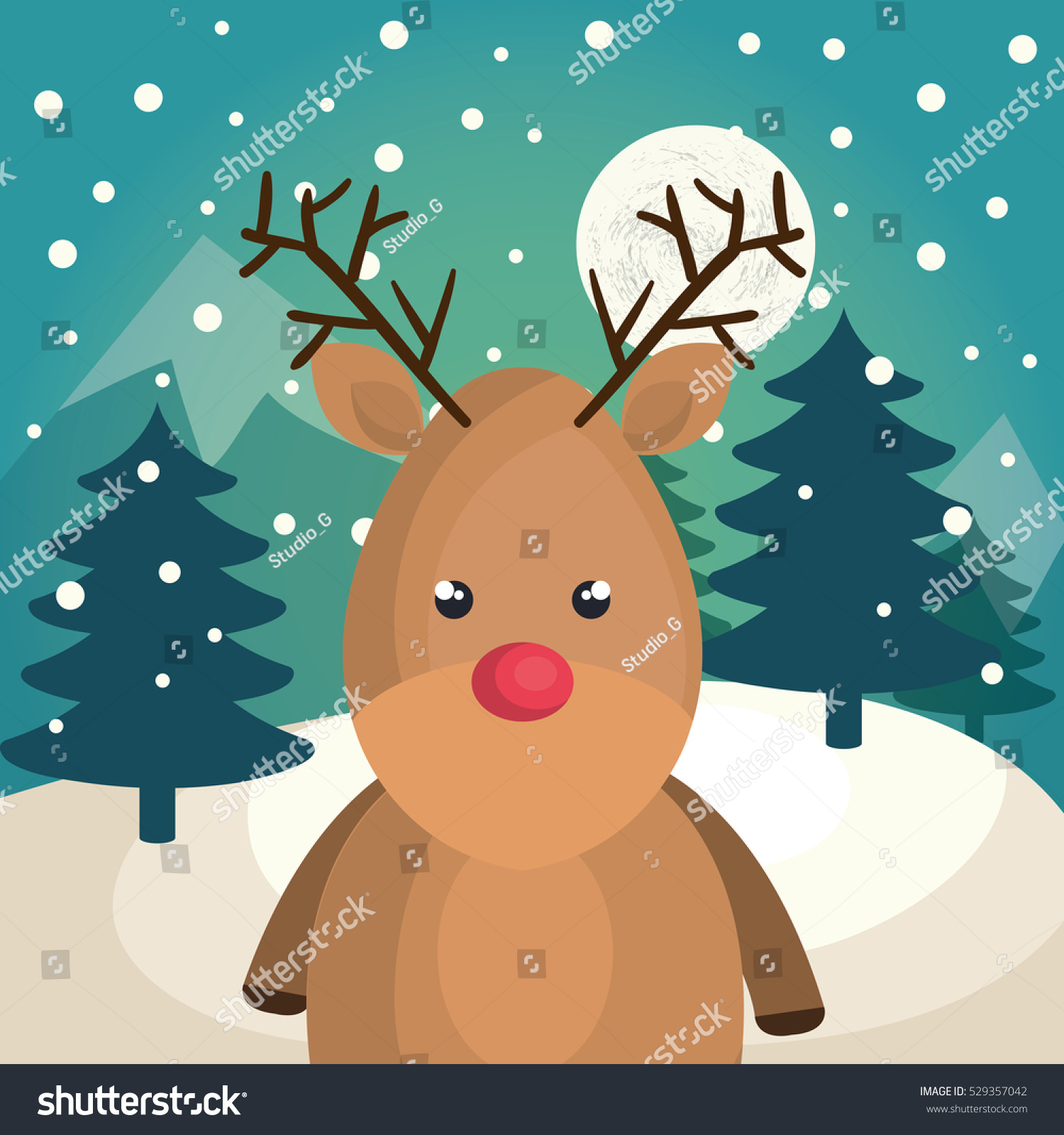 Reindeer Character Christmas Icon Stock Vector Illustration 529357042