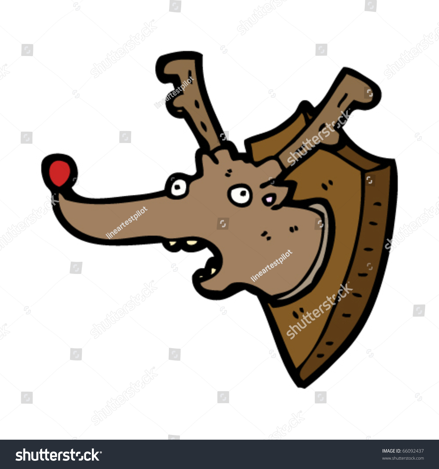 Reindeer Head Mounted On Wall Cartoon Stock Vector Illustration