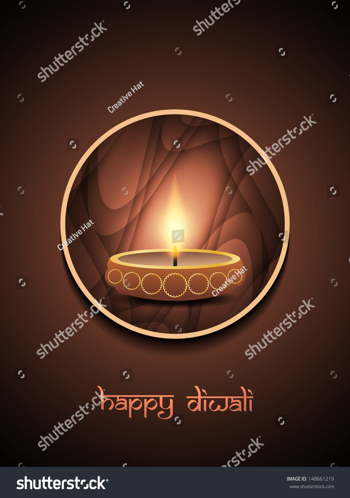 religious brown color background design for diwali festival with beautiful lamp in rounded frame religious brown color background design for diwali festival with beautiful lamp in rounded frame