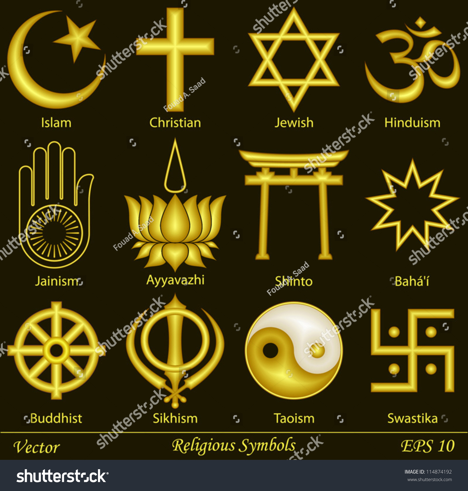 Religious Symbols Stock Vector Illustration 114874192 : Shutterstock