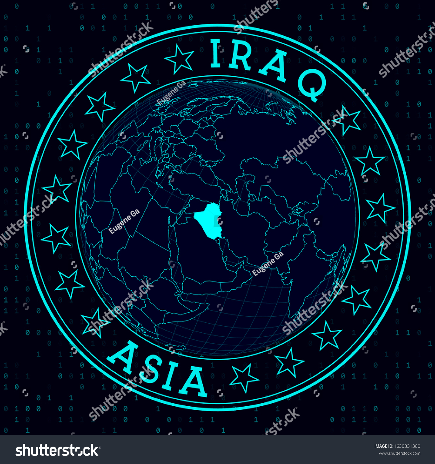 Republic Iraq Round Sign Futuristic Satelite Stock Vector Royalty Free