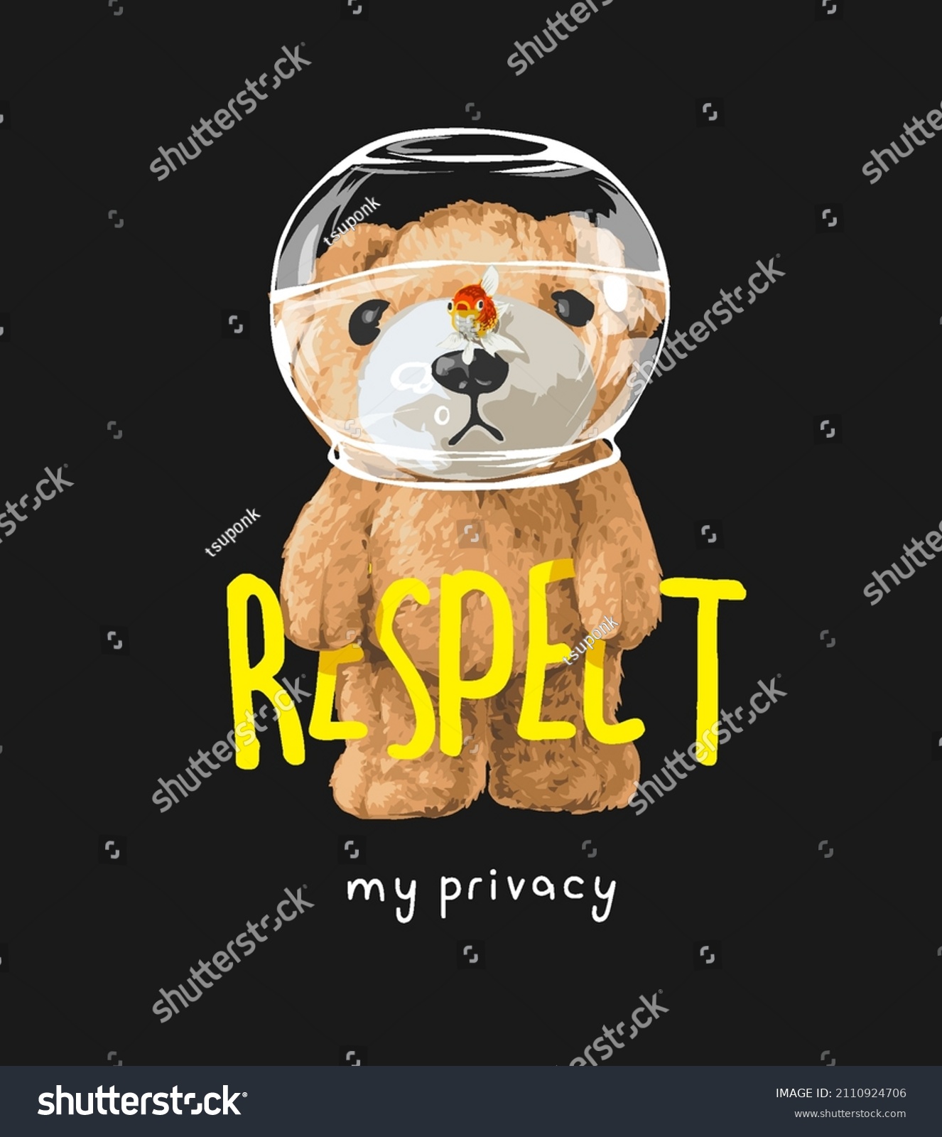 Respect My Privacy Slogan Bear Doll Stock Vector Royalty Free 2110924706