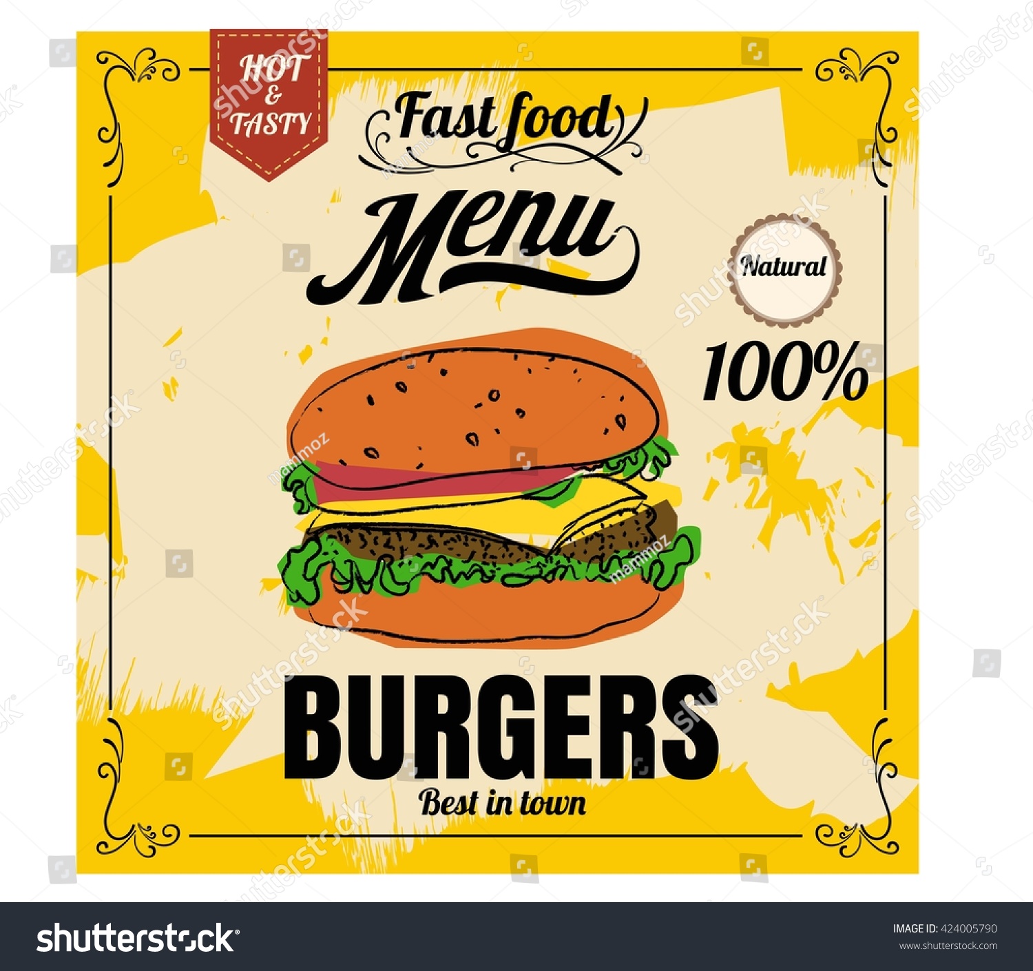 Restaurant Fast Foods Menu Burger On Stock Vector Royalty Free