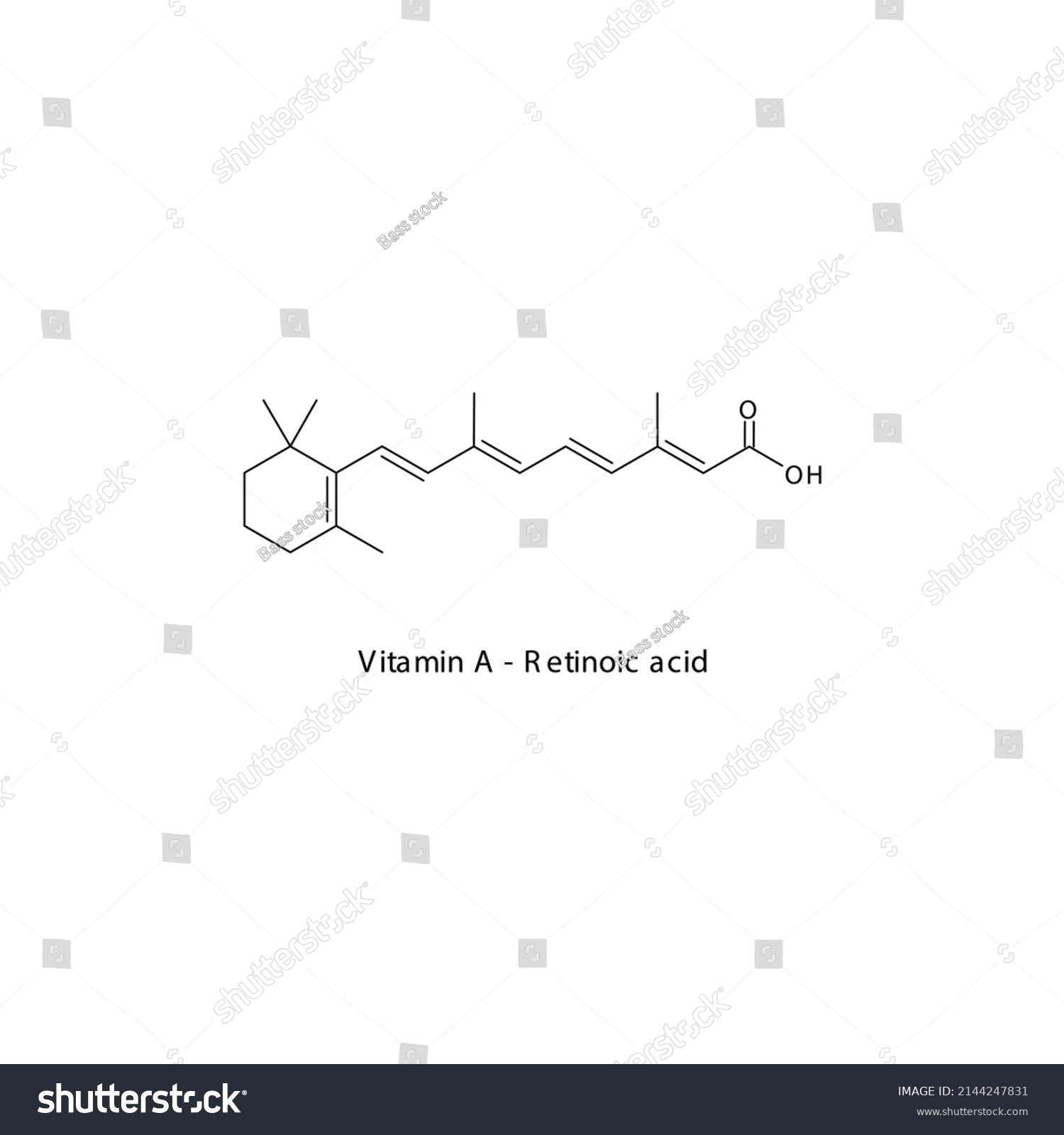 Retinoic Acid Skeletal Structure Molecular Formula Stock Vector