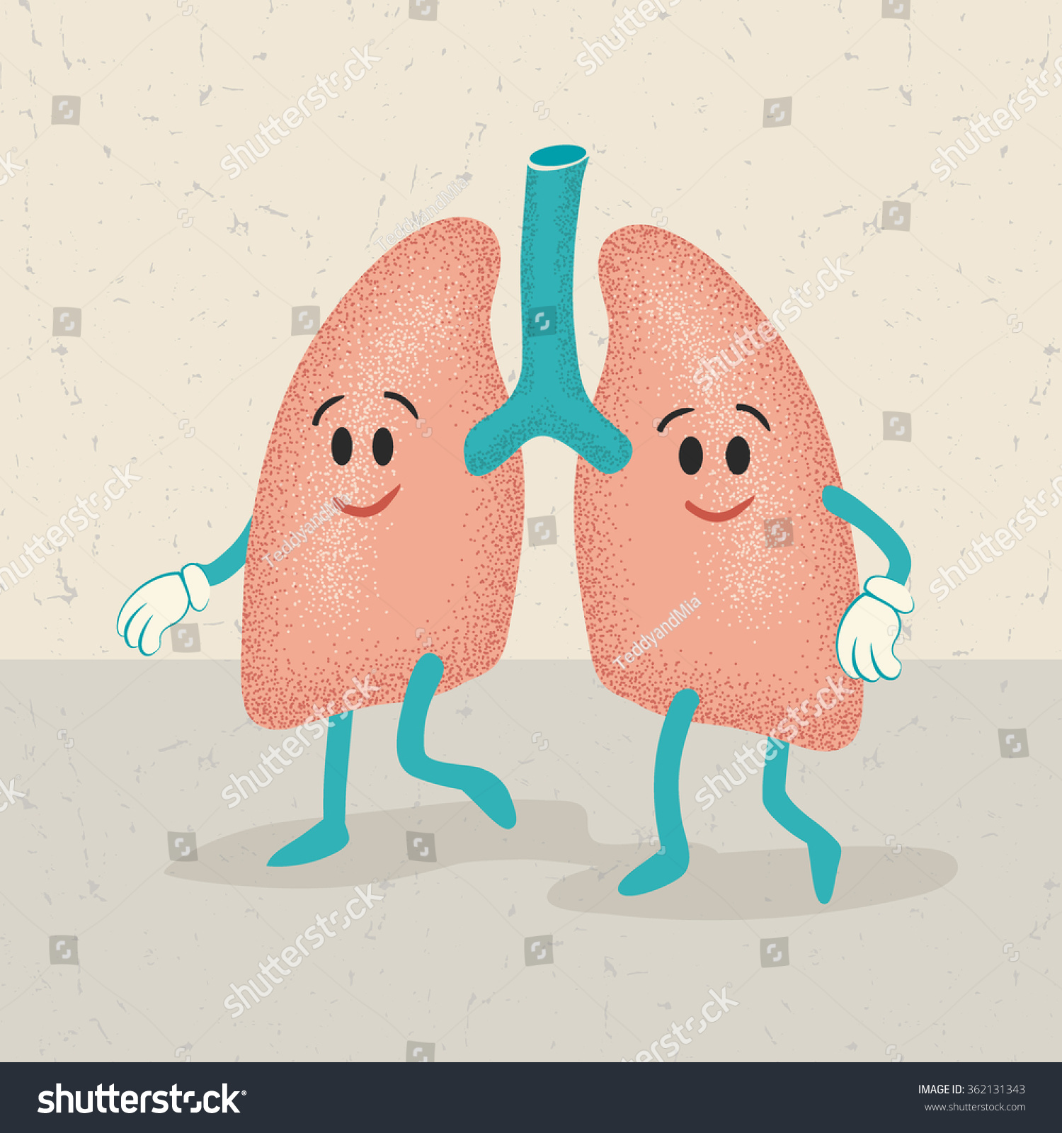 Retro Cartoon Of Human Lungs Characters Stock Vector 362131343 