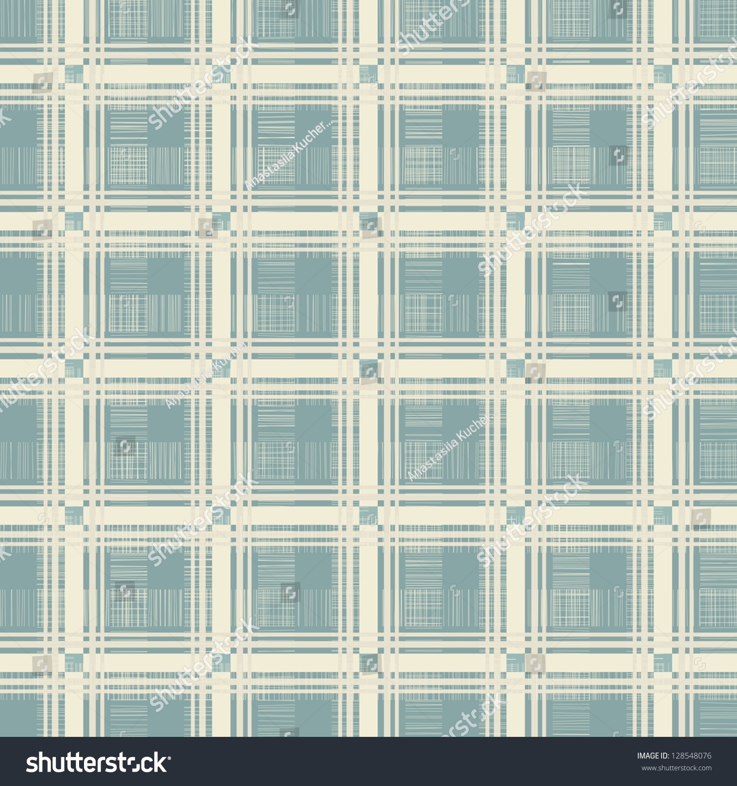Retro Geometric Seamless Pattern In Blue, And Grey Stock Vector 