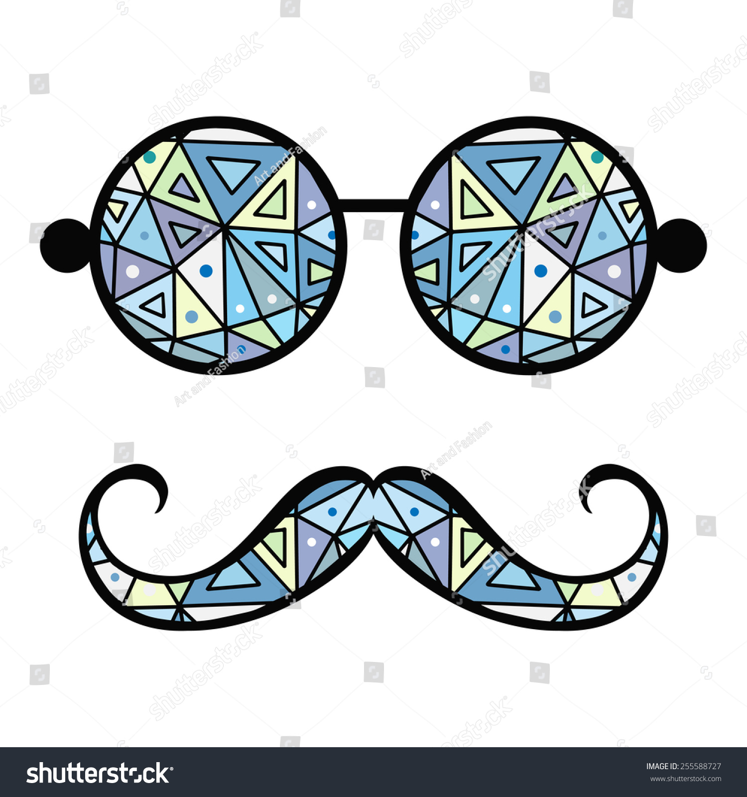 Retro Hipster Sunglasses Vector Illustration Of Glasses Isolated On Light Background Print 