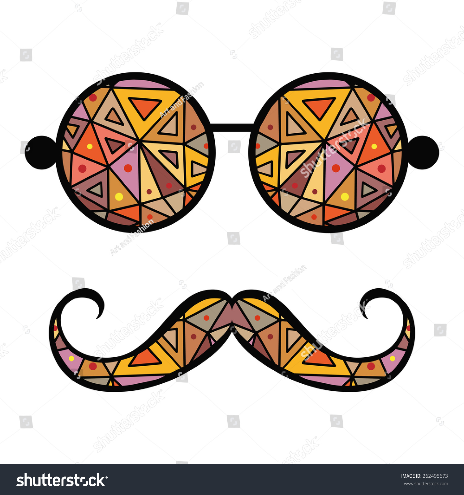 Retro Hipster Sunglasses Vector Illustration Of Glasses Isolated On Light Background Print 