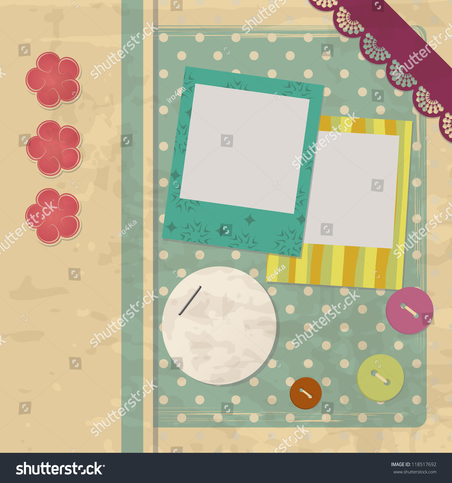 Retro Scrapbook Template Stock Vector Illustration 118517692 : Shutterstock