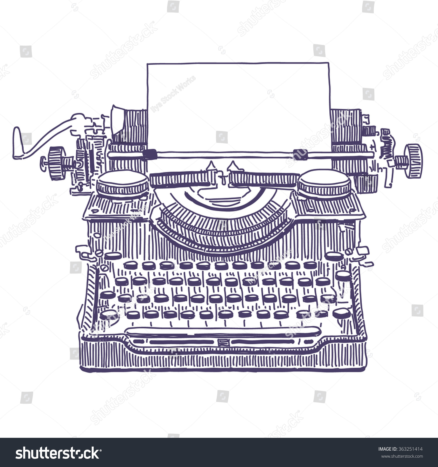 Retro Typewriter Vector Drawing Stock Vector 363251414 Shutterstock