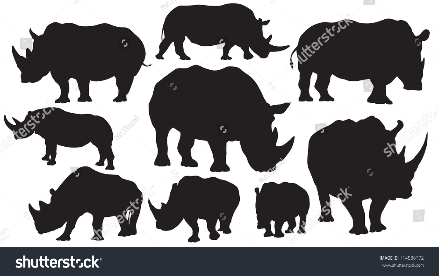 Rhino Vector Silhouettes Stock Vector 114588772 - Shutterstock