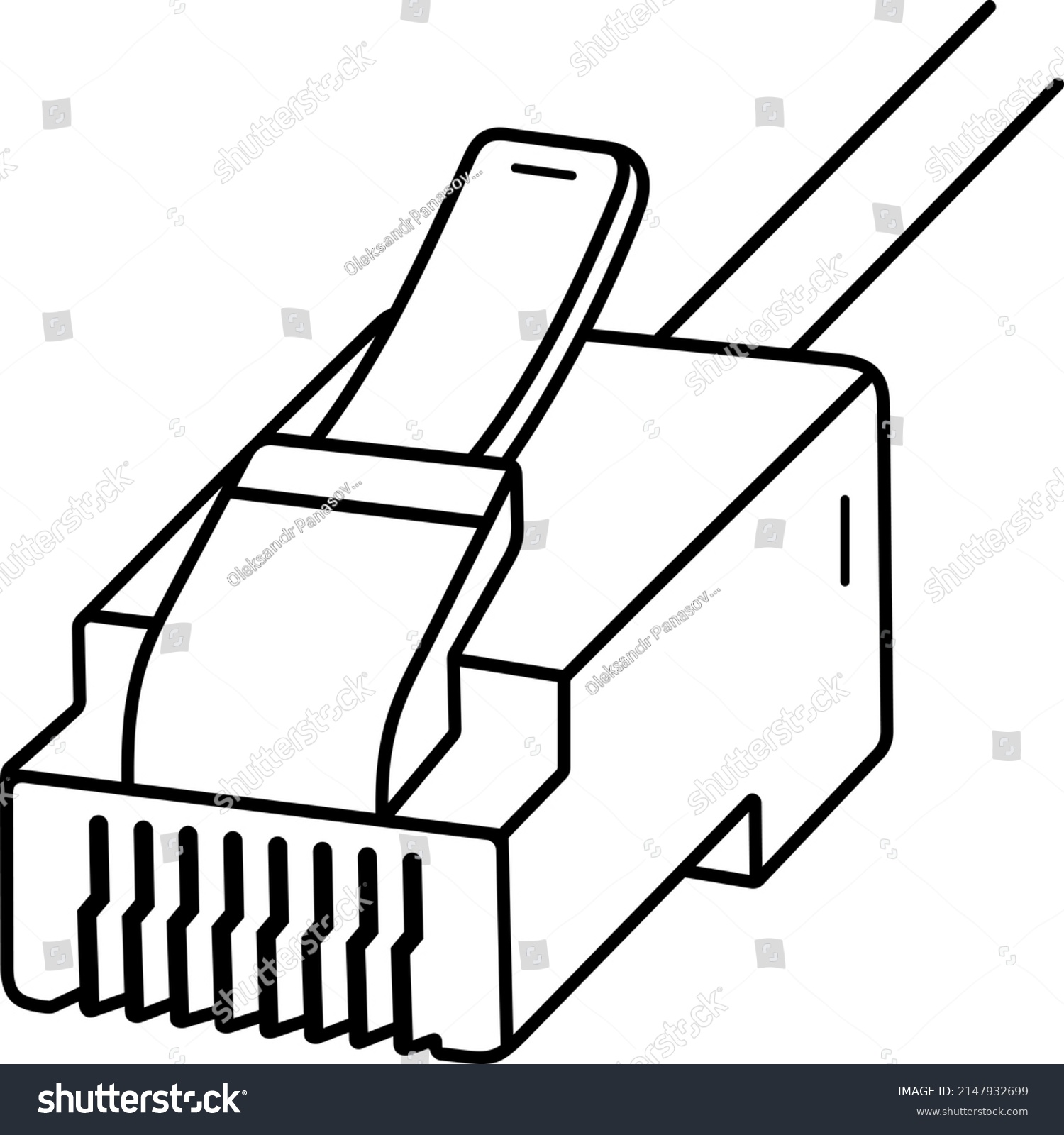 Conector RJ45 Ilustración del contorno del vector de stock libre de