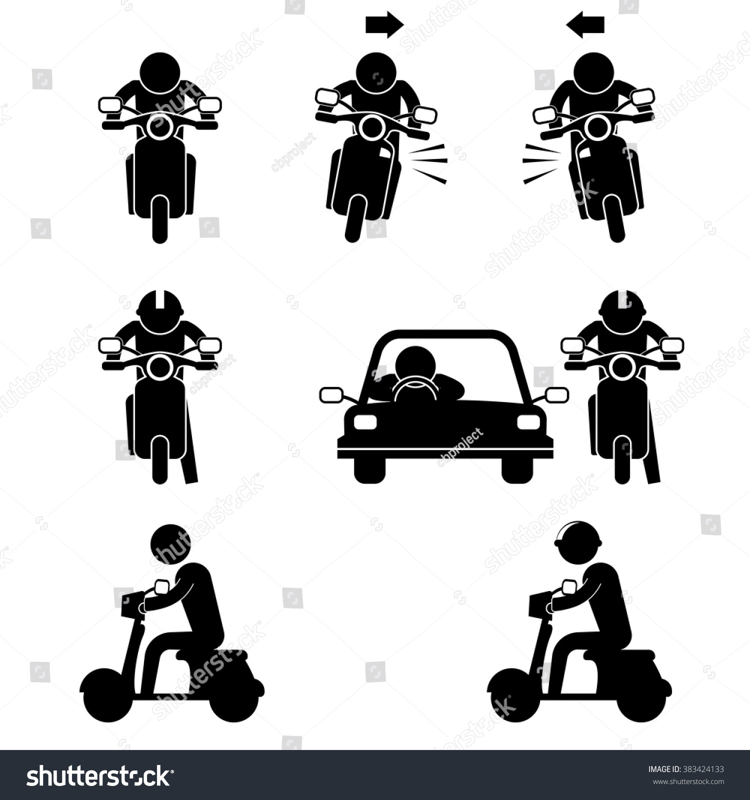 Road User Motorcycle Car Icon Sign Stock Vector 383424133 - Shutterstock