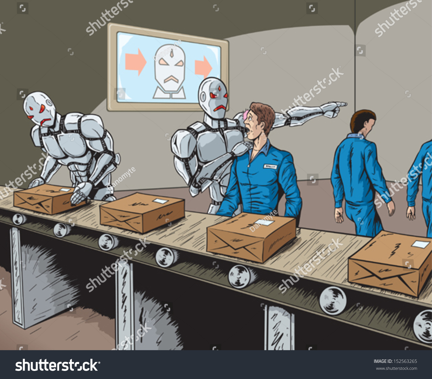 Robots Replacing Human Workers Stock Vector 152563265 Shutterstock