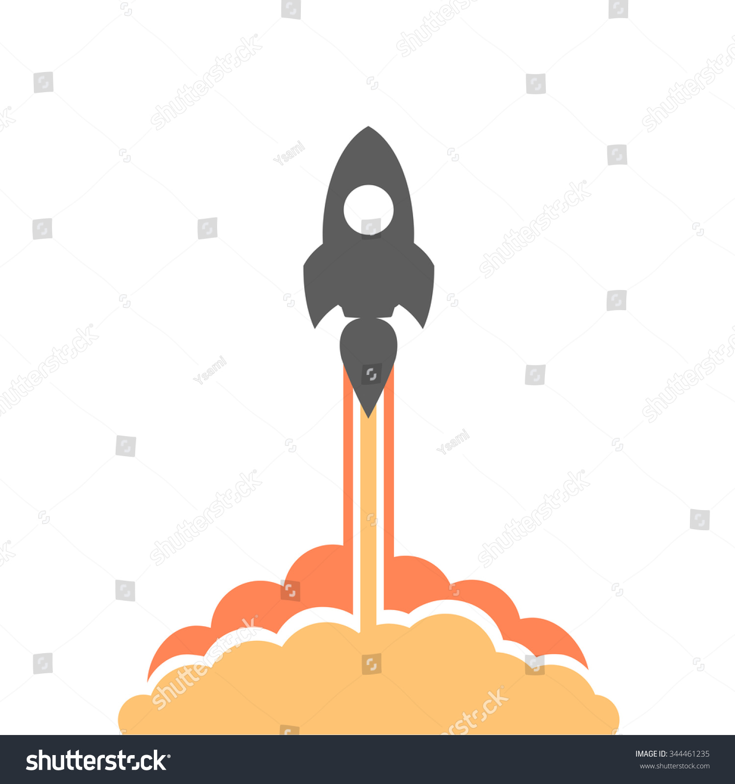 Rocket Launch Vector Illustration On White Stock Vector 344461235