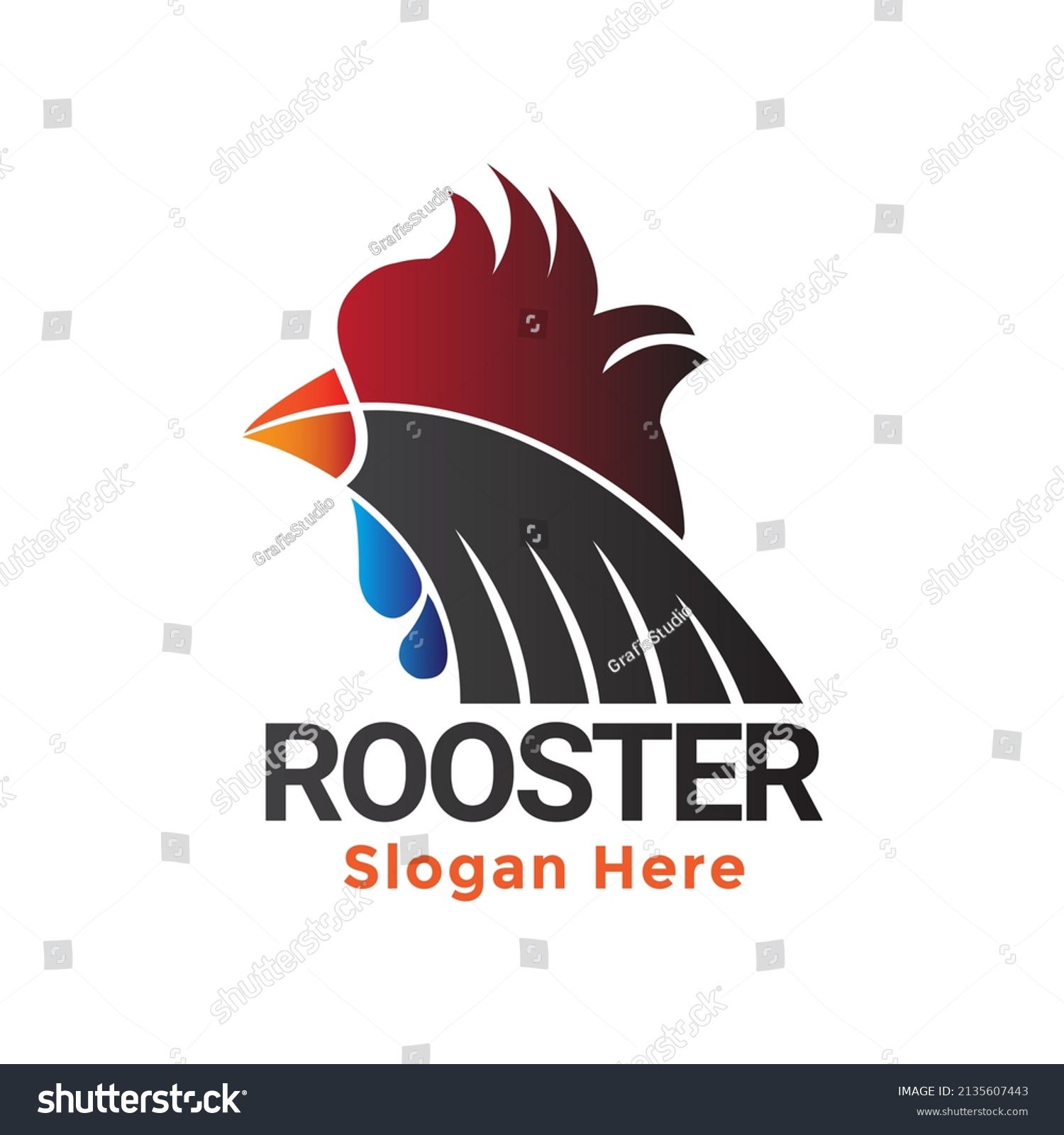 Rooster Logo Designs Template Chicken Head Stock Vector Royalty Free