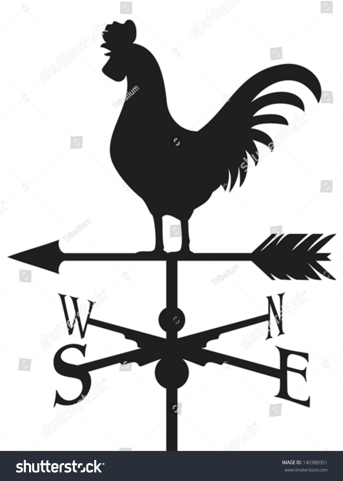 Rooster Weather Vane Weathercock Silhouette Stock Vector 140380951 Shutterstock 4656