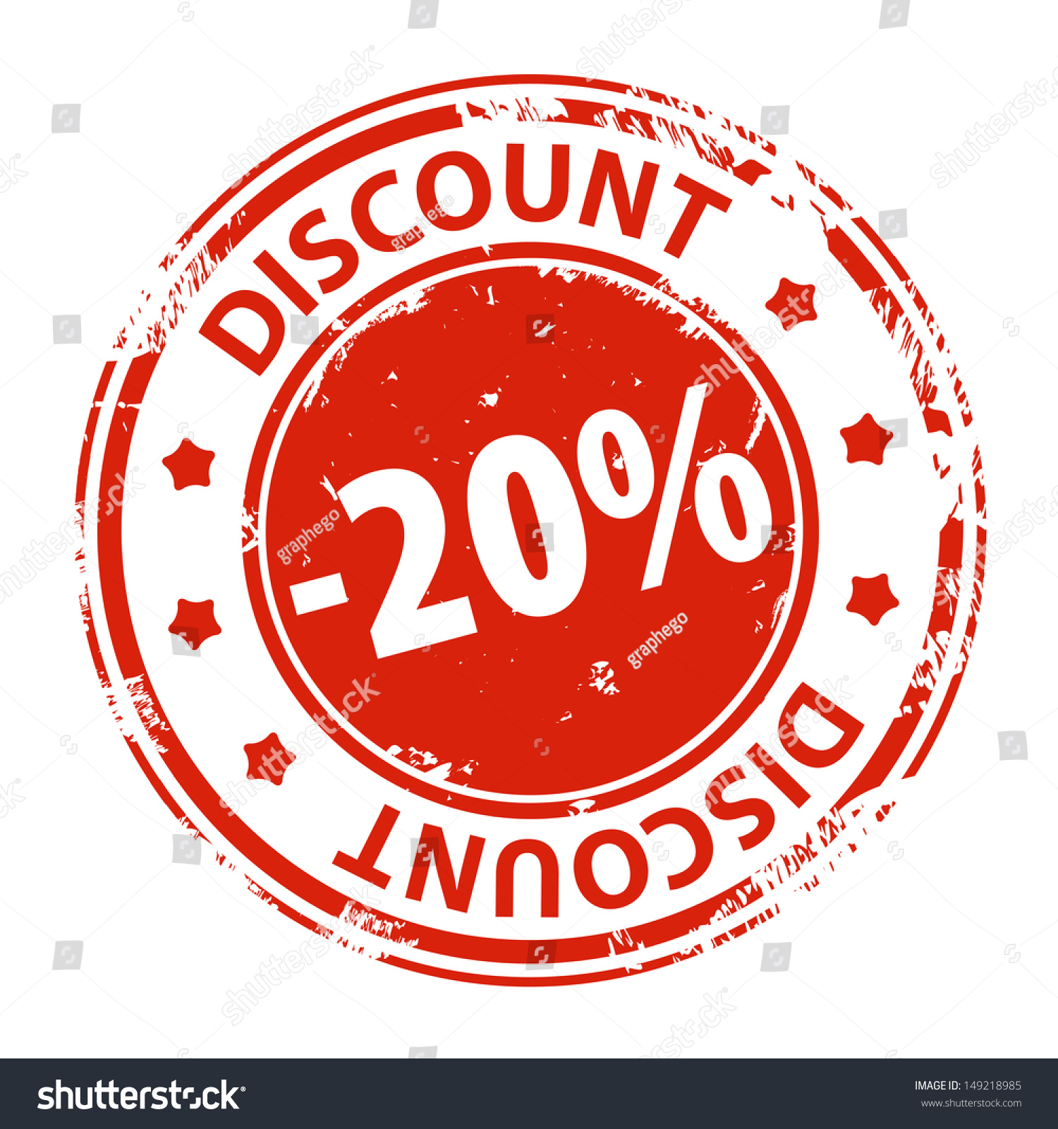 Rubber Stamp With Text Discount 20 Percent Icon Isolated On White