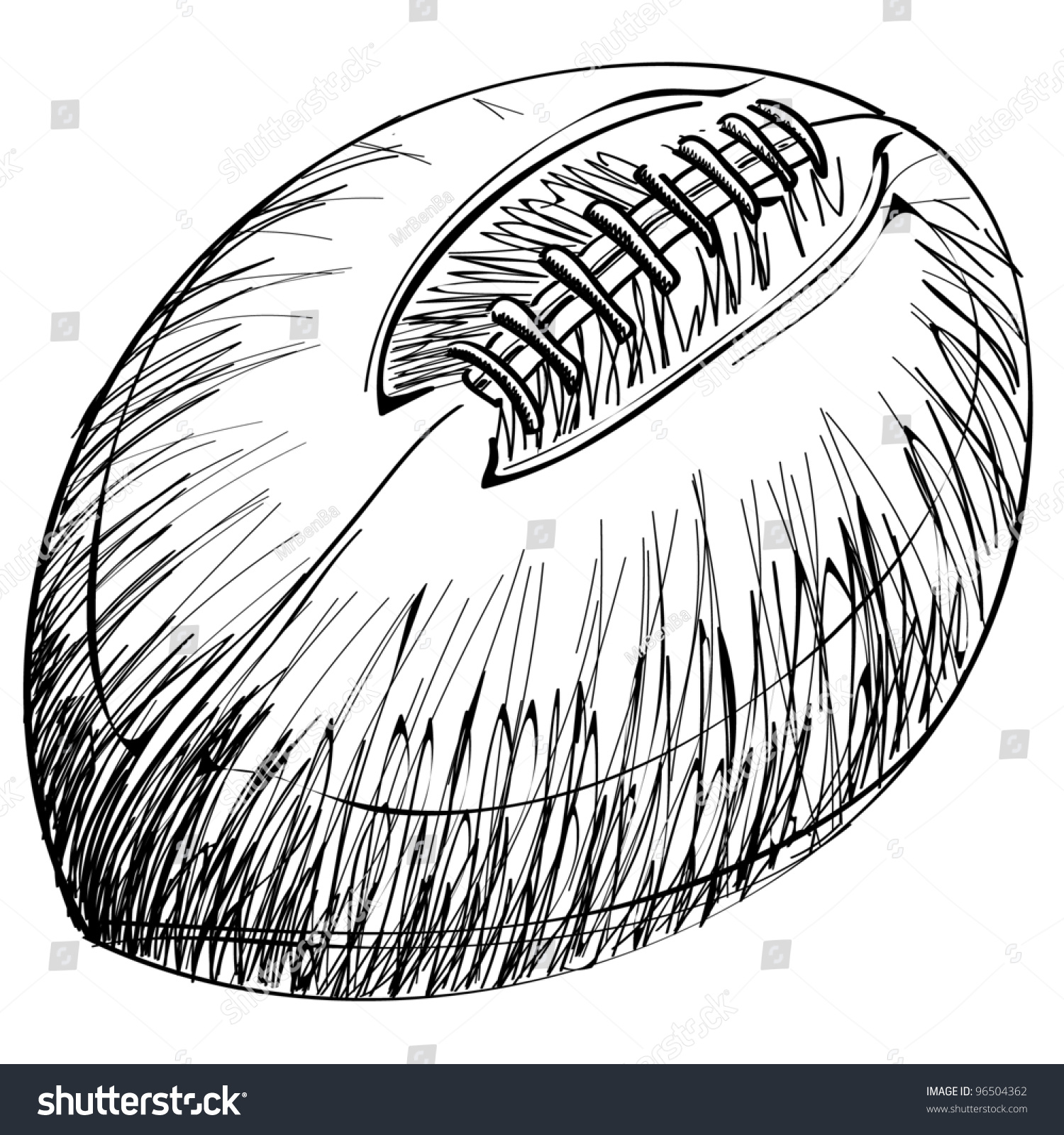 Rugby Ball Cartoon Sketch Vector Illustration Stock Vector 96504362