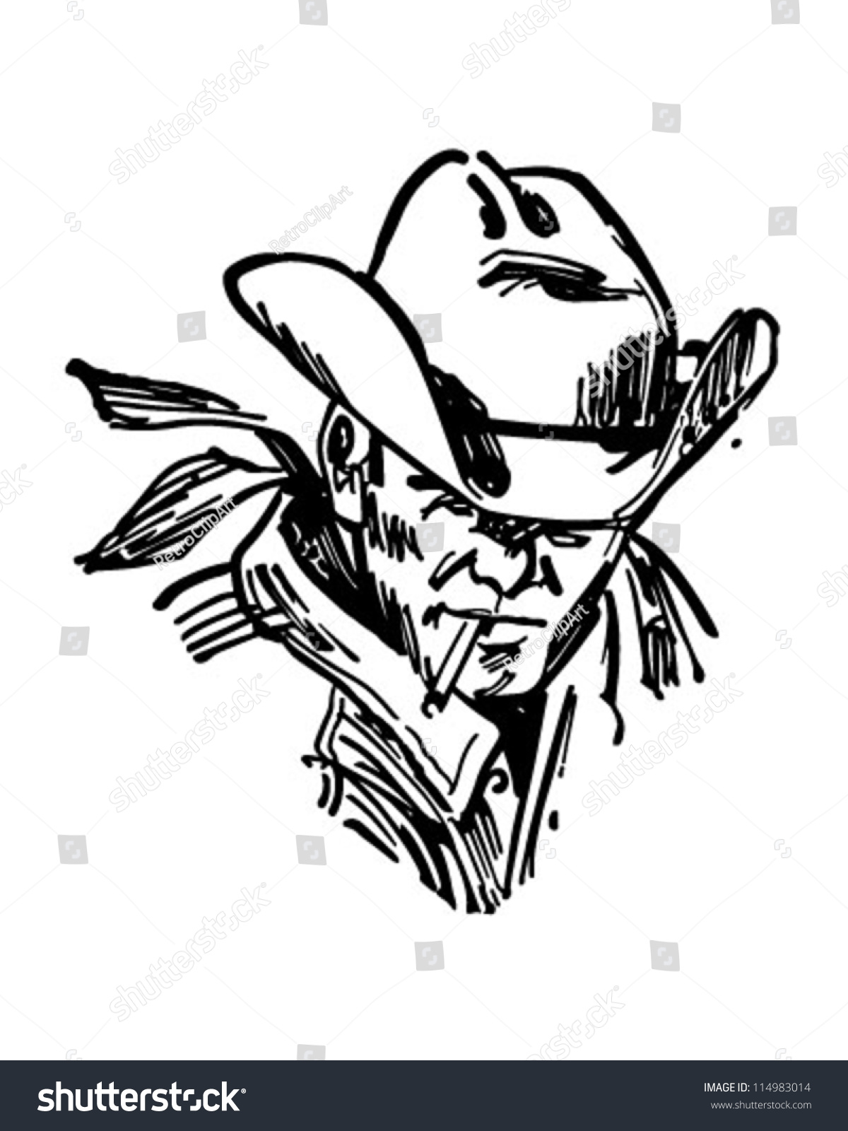 Rugged Cowboy Retro Clipart Illustration Stock Vector 114983014