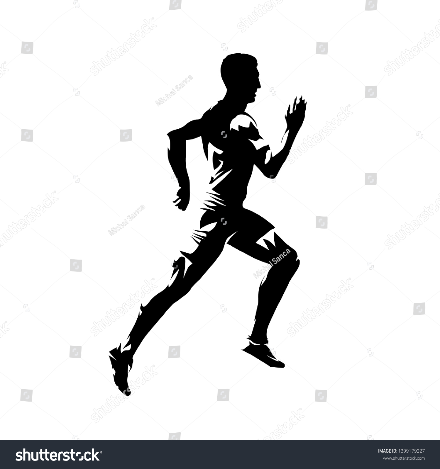 Running Man Isolated Vector Silhouette Sprinting Vetor Stock Livre De