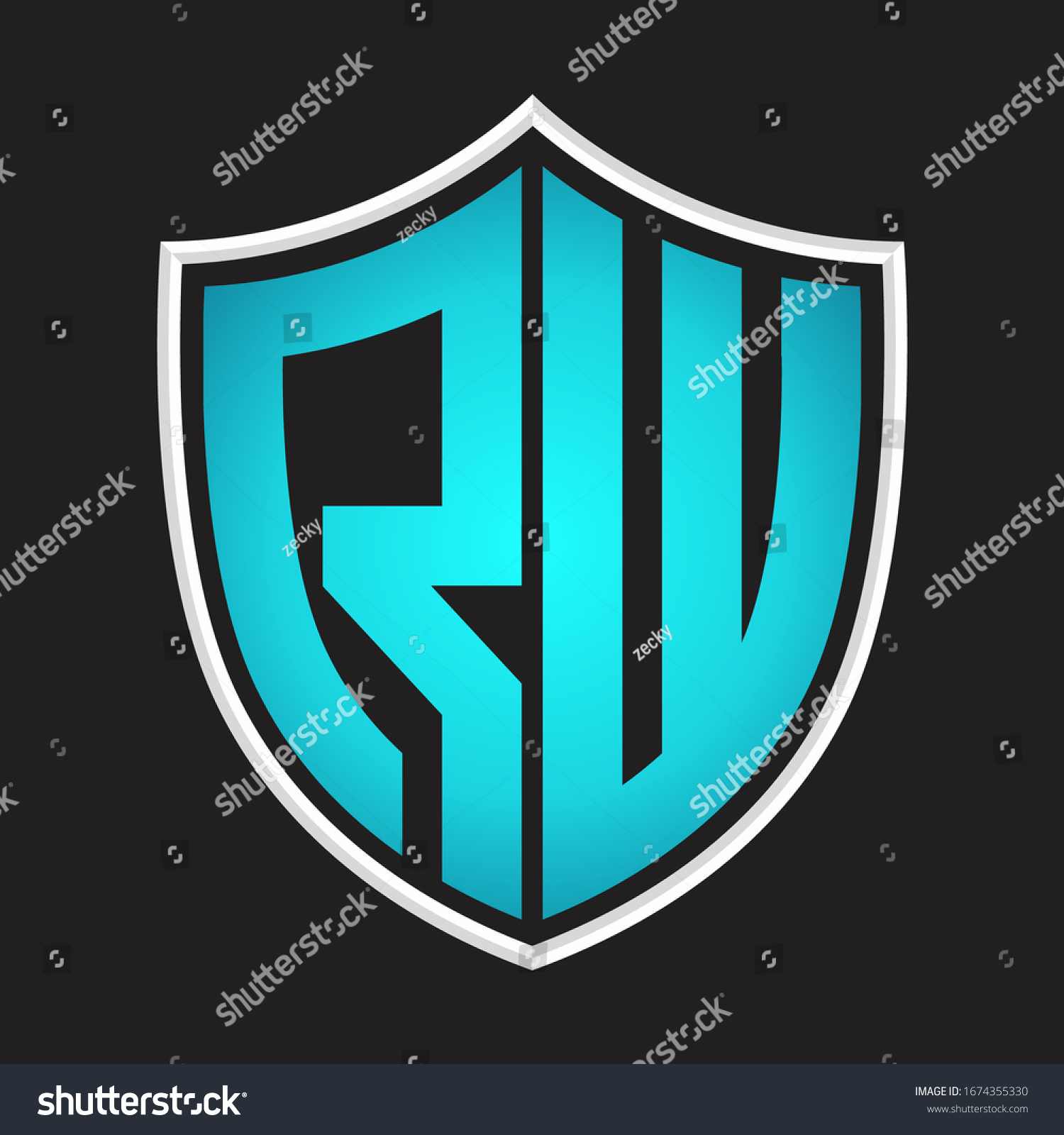 Rw Logo Monogram Shield Shape Isolated Stock Vector Royalty Free