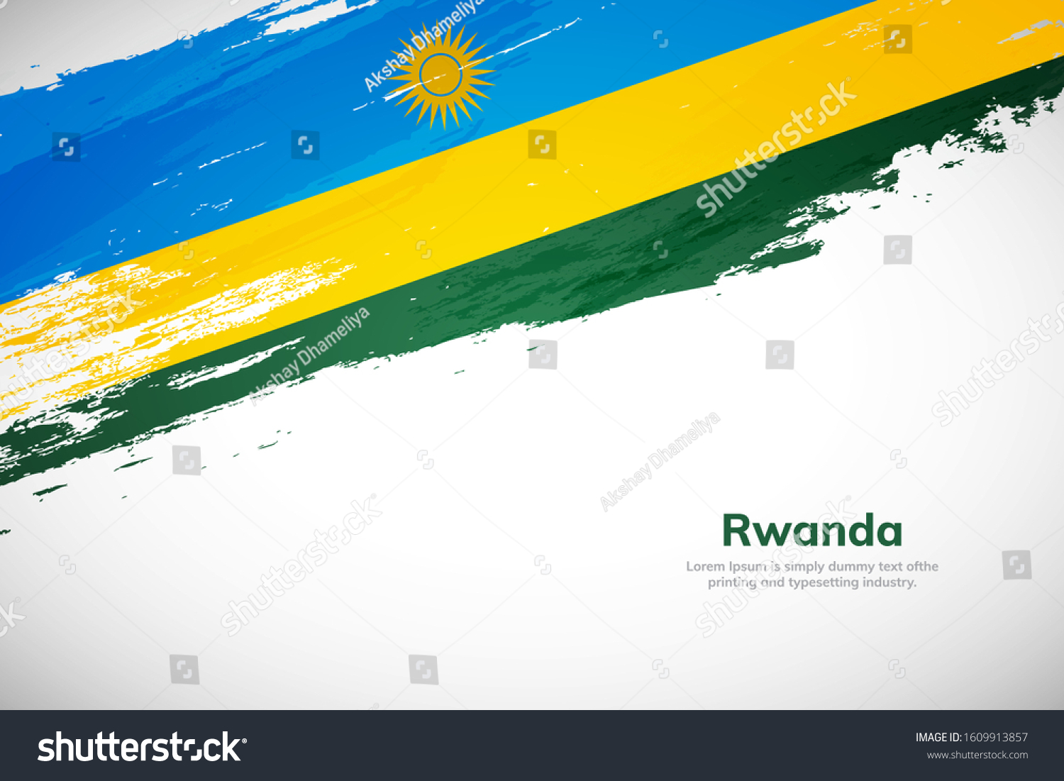 Rwanda Flag Made Brush Stroke Background Stock Vector Royalty Free