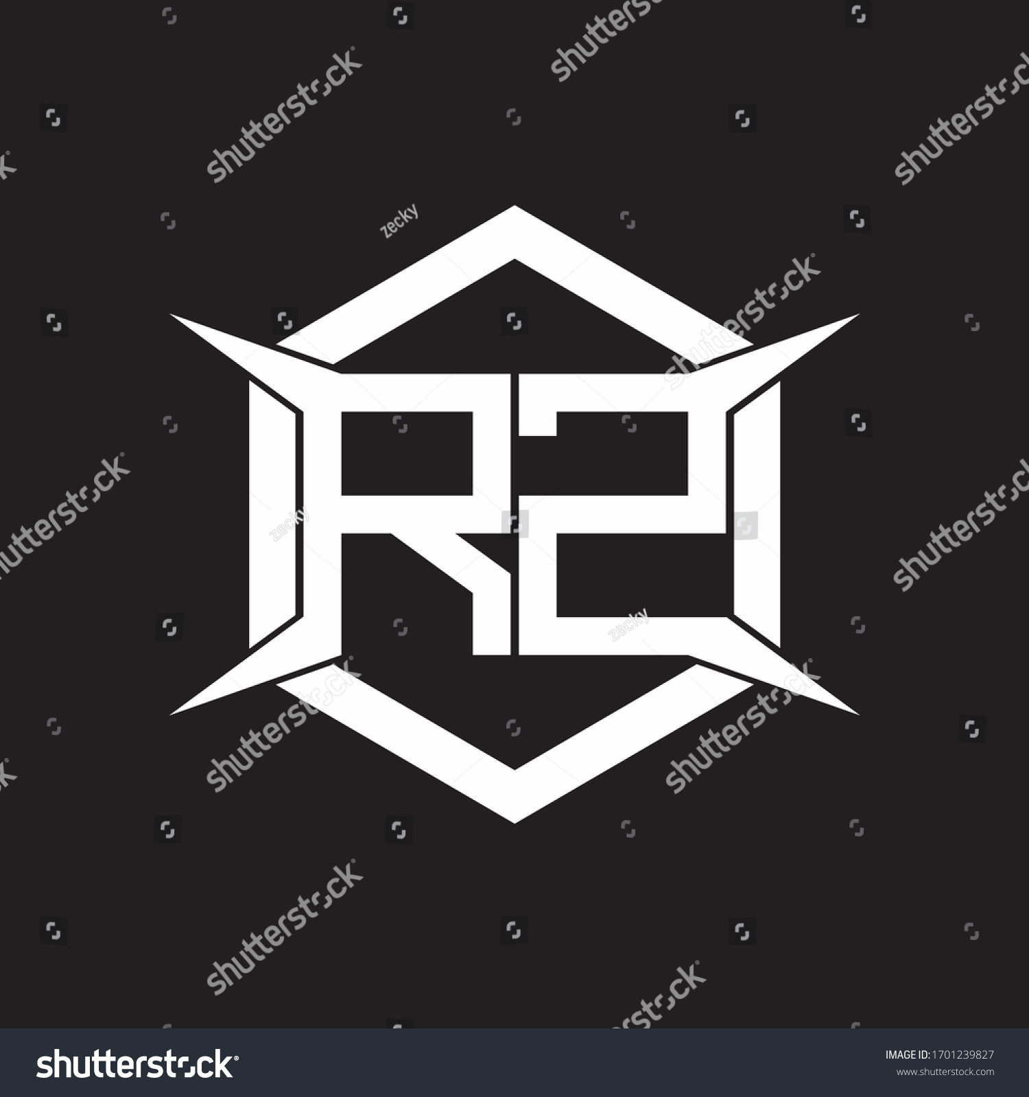 Rz Logo Monogram Hexagon Four Taper Stock Vector Royalty Free