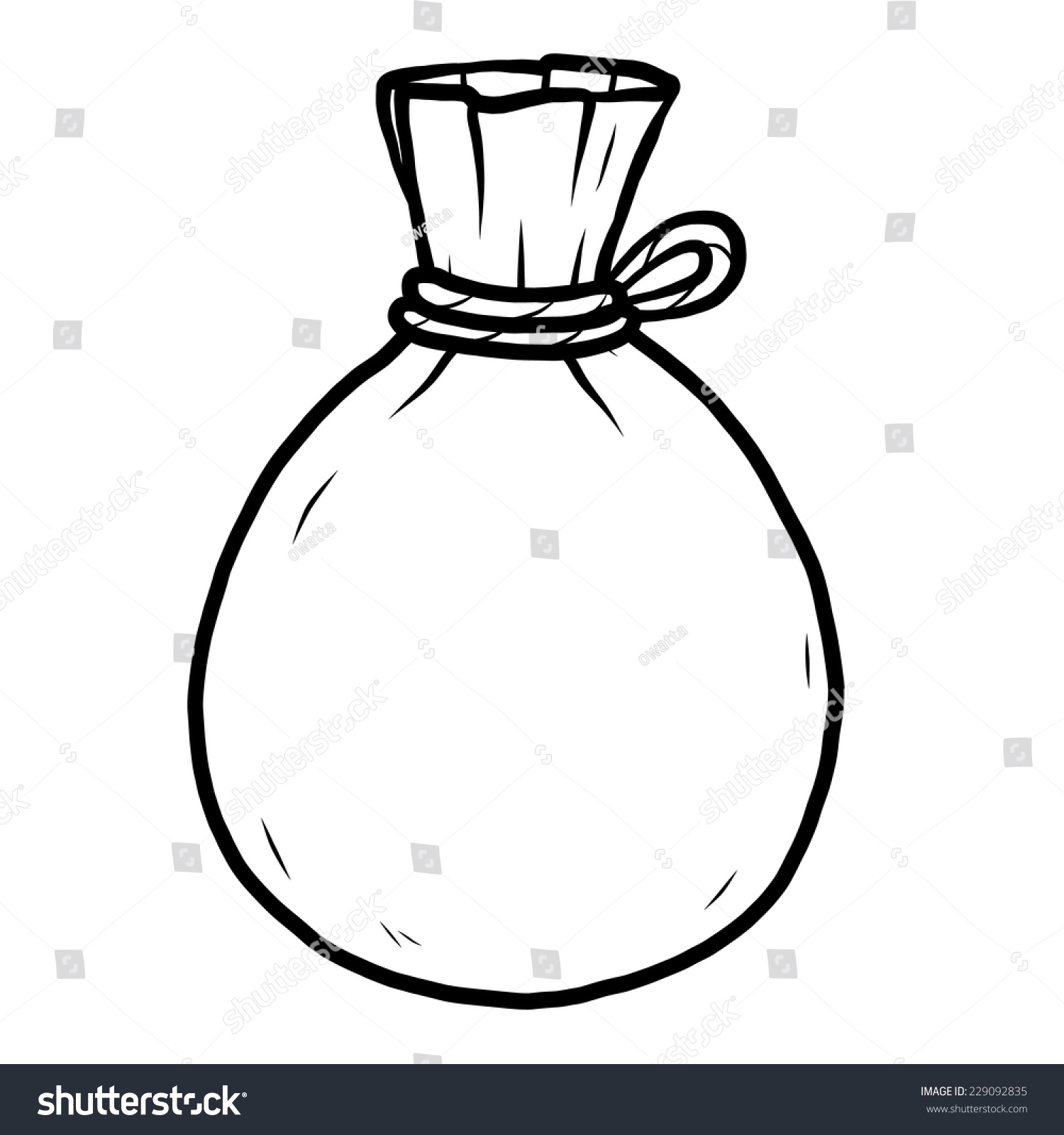 Sack Cartoon Vector Illustration Black White Stock Vector 229092835