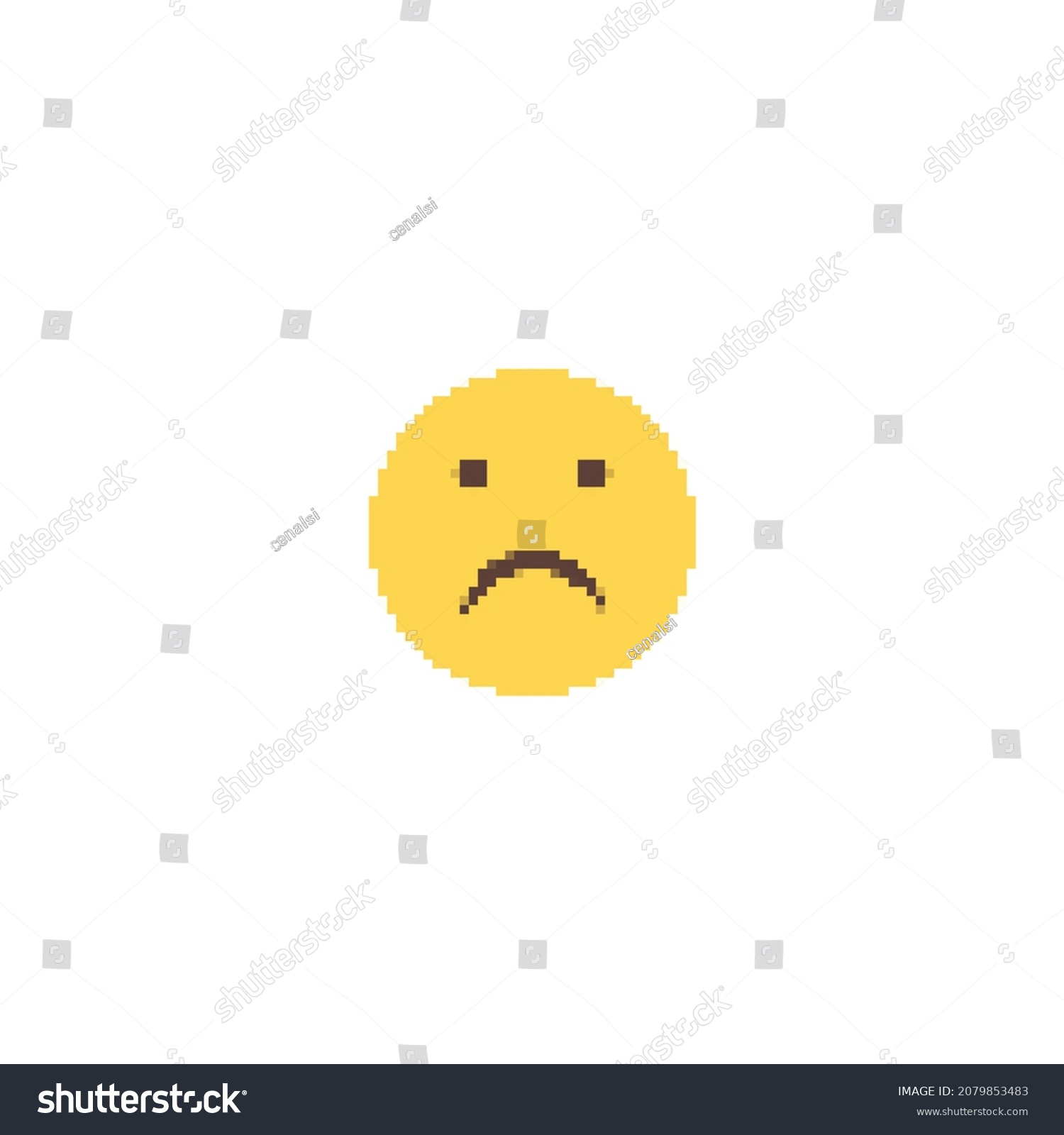 Sad Emoticon Pixel Art Icon Stock Vector Royalty Free