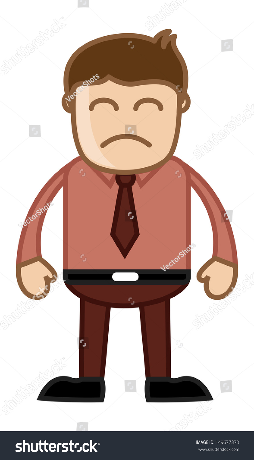 Sad Man In Office - Business Cartoon Character Vector - 149677370