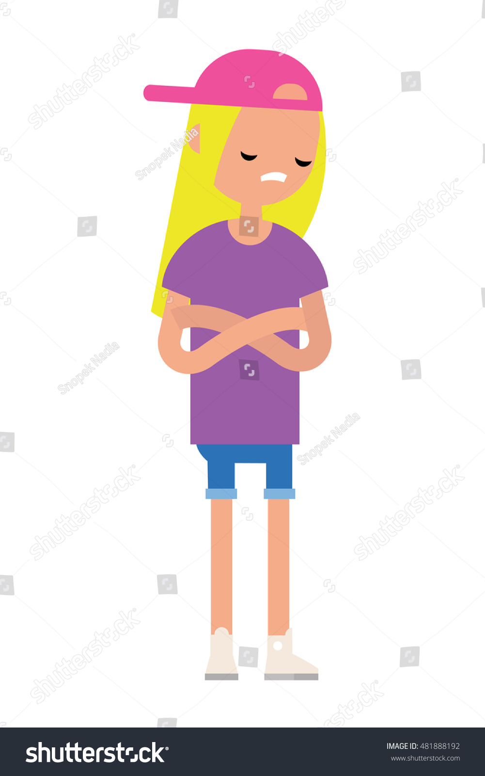 Sad Offended Blonde Teenage Girl Cartoon Stock Vector Royalty Free