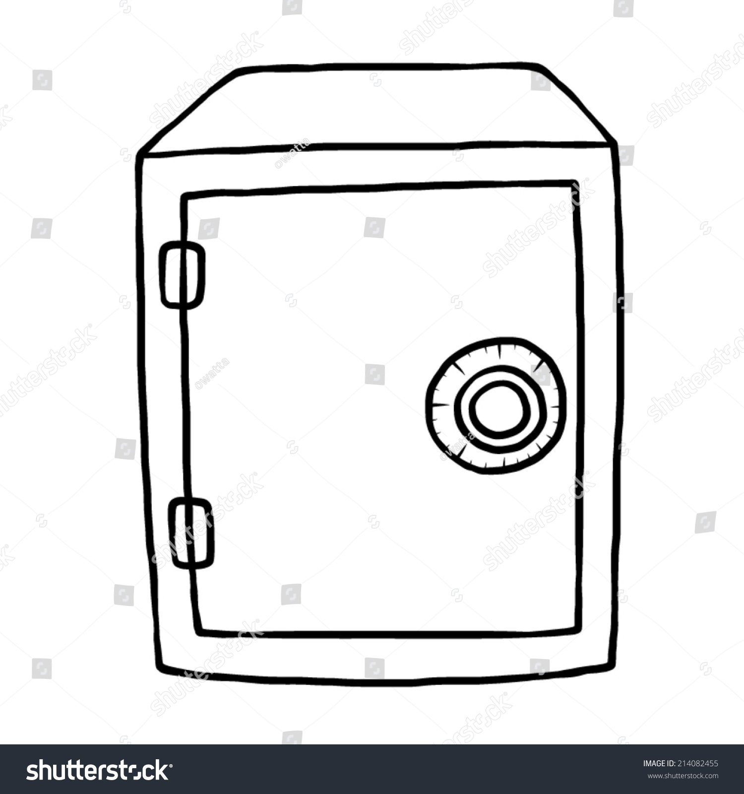 Safe Box / Cartoon Vector And Illustration, Black And White, Hand Drawn