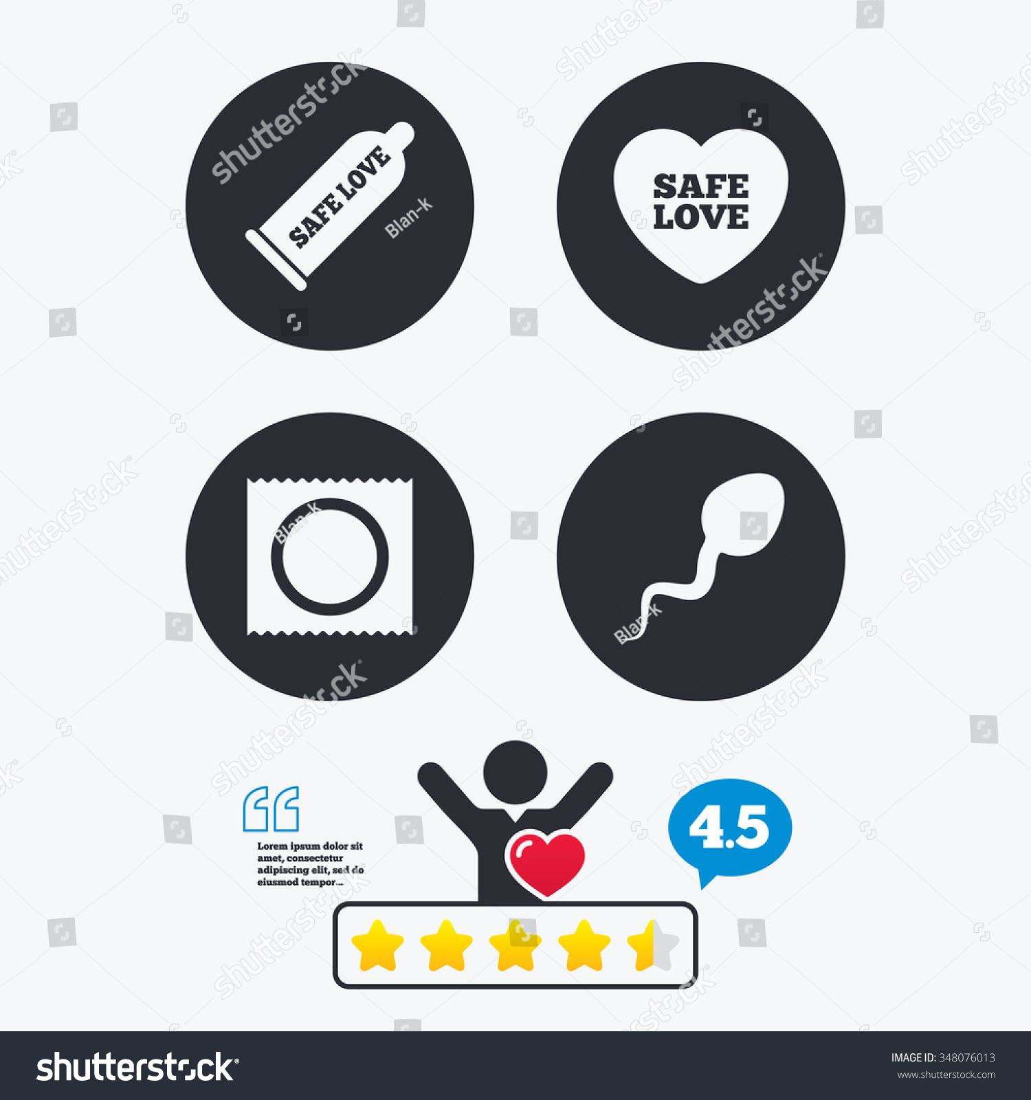 Safe Sex Love Icons Condom Package Stock Vector 348076013 Shutterstock