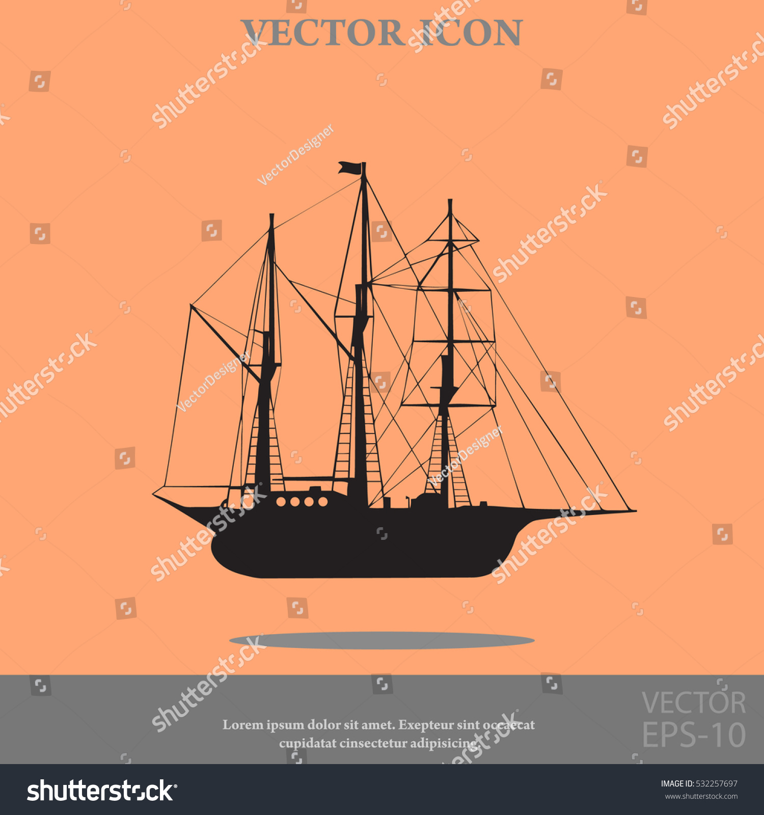 Sailing Ship Vector Icon - 532257697 : Shutterstock