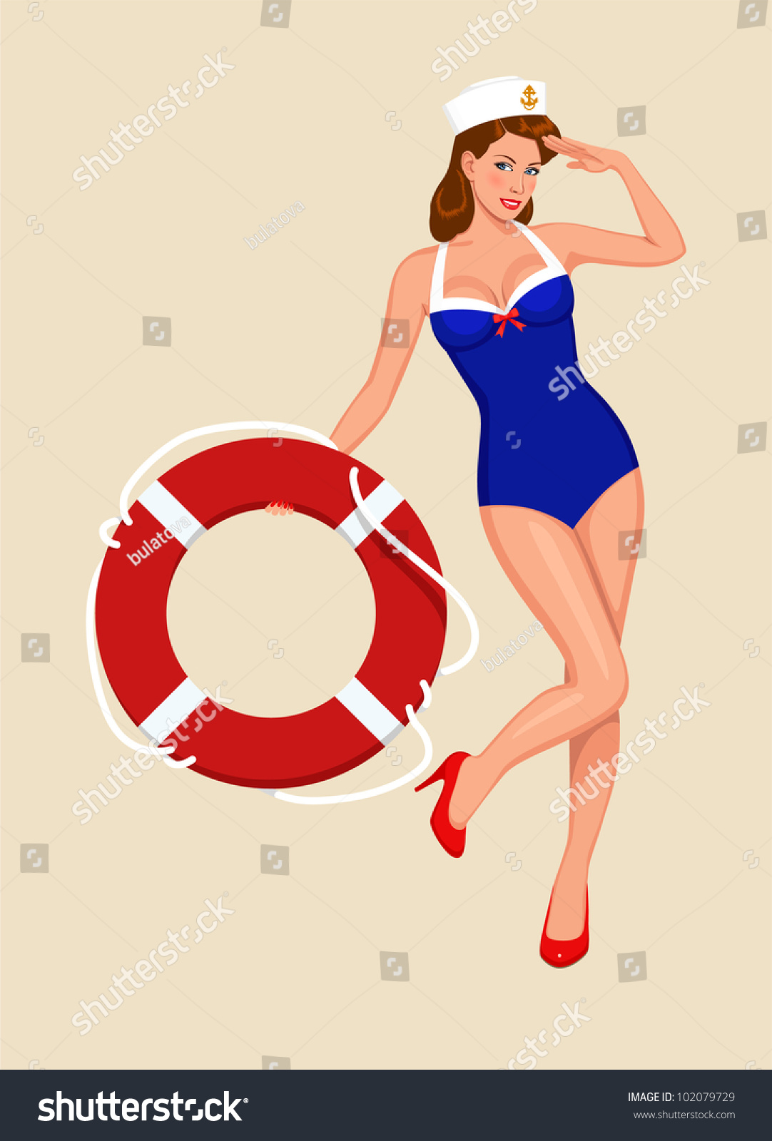 Sailor Girl Pin Up Stock Vector Illustration 102079729 Shutterstock 4810