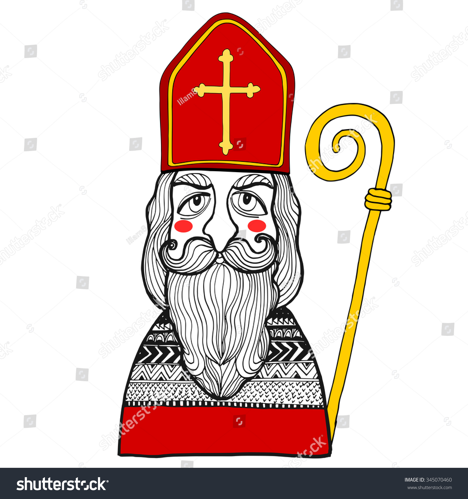 Saint Nicholas With A Pastoral Stuff Stock Vector Illustration ...