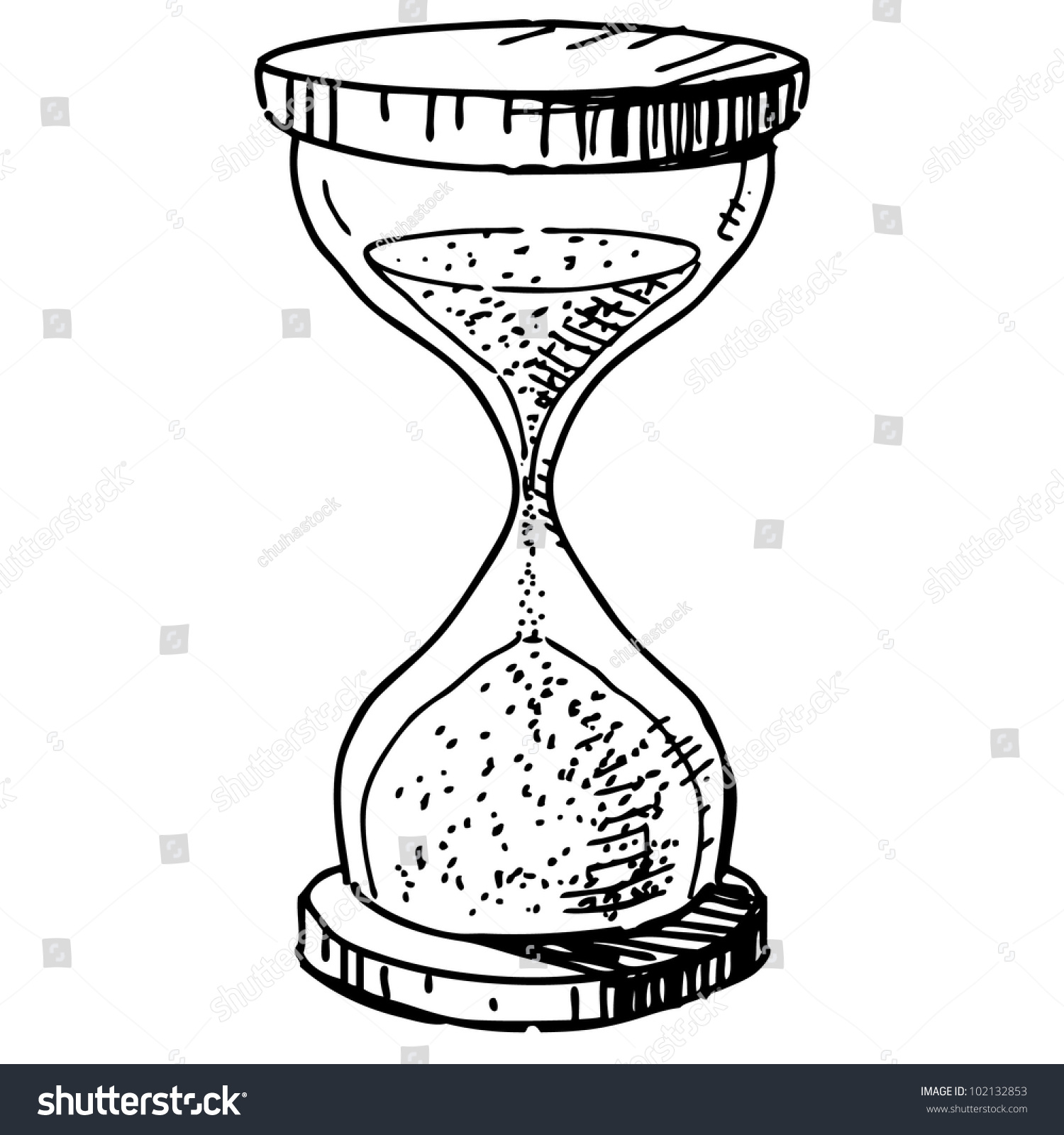 Sand Glass Clock Hand Drawing Cartoon Stock Vector 102132853 - Shutterstock