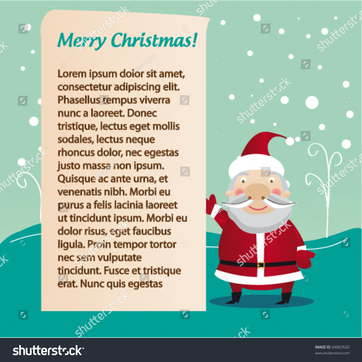 Santa Claus Christmas Card Stock Vector Illustration 64067620 : Shutterstock