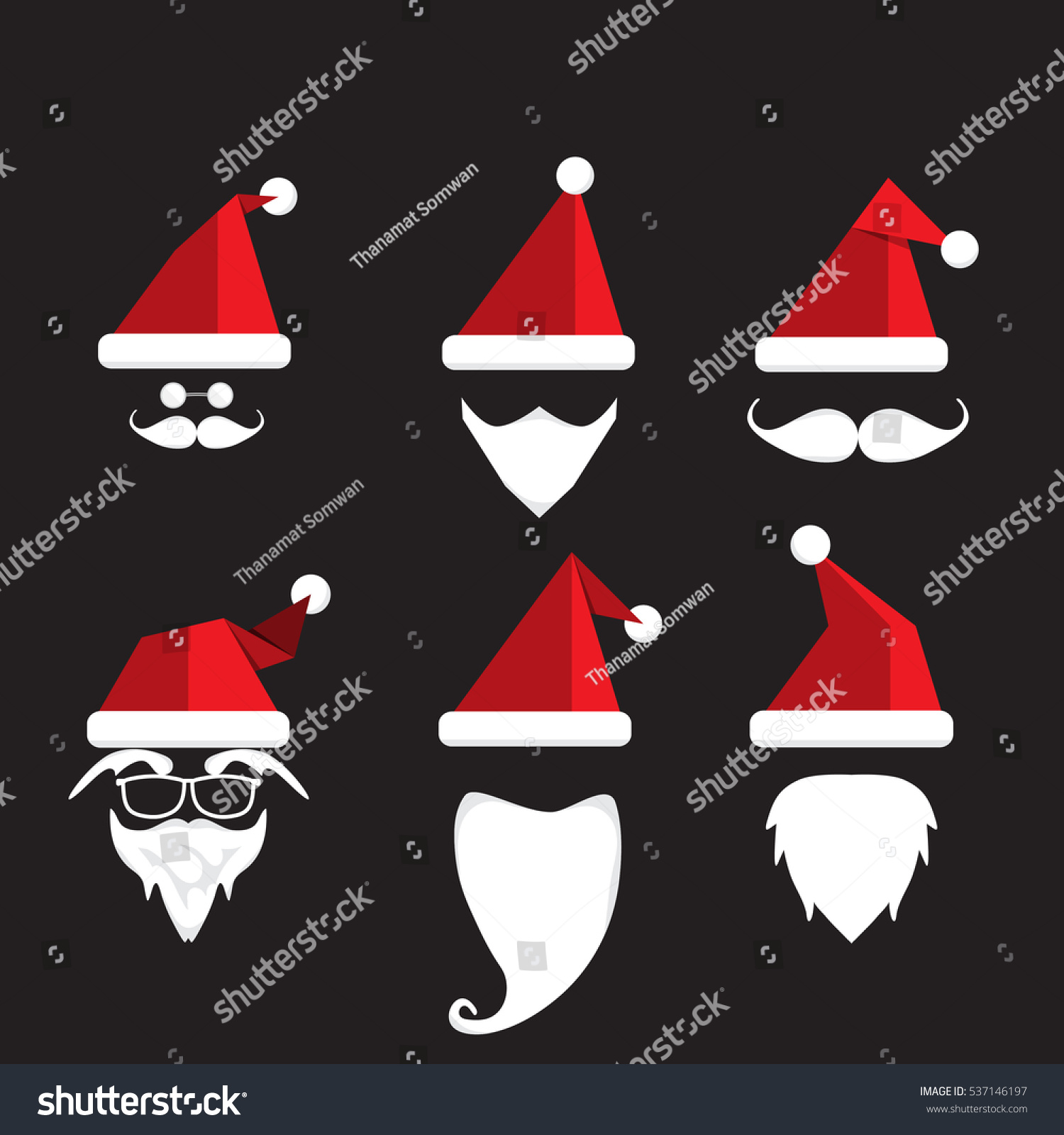 Santa Claus With Beard And Mustache .Vector Illustration - 537146197