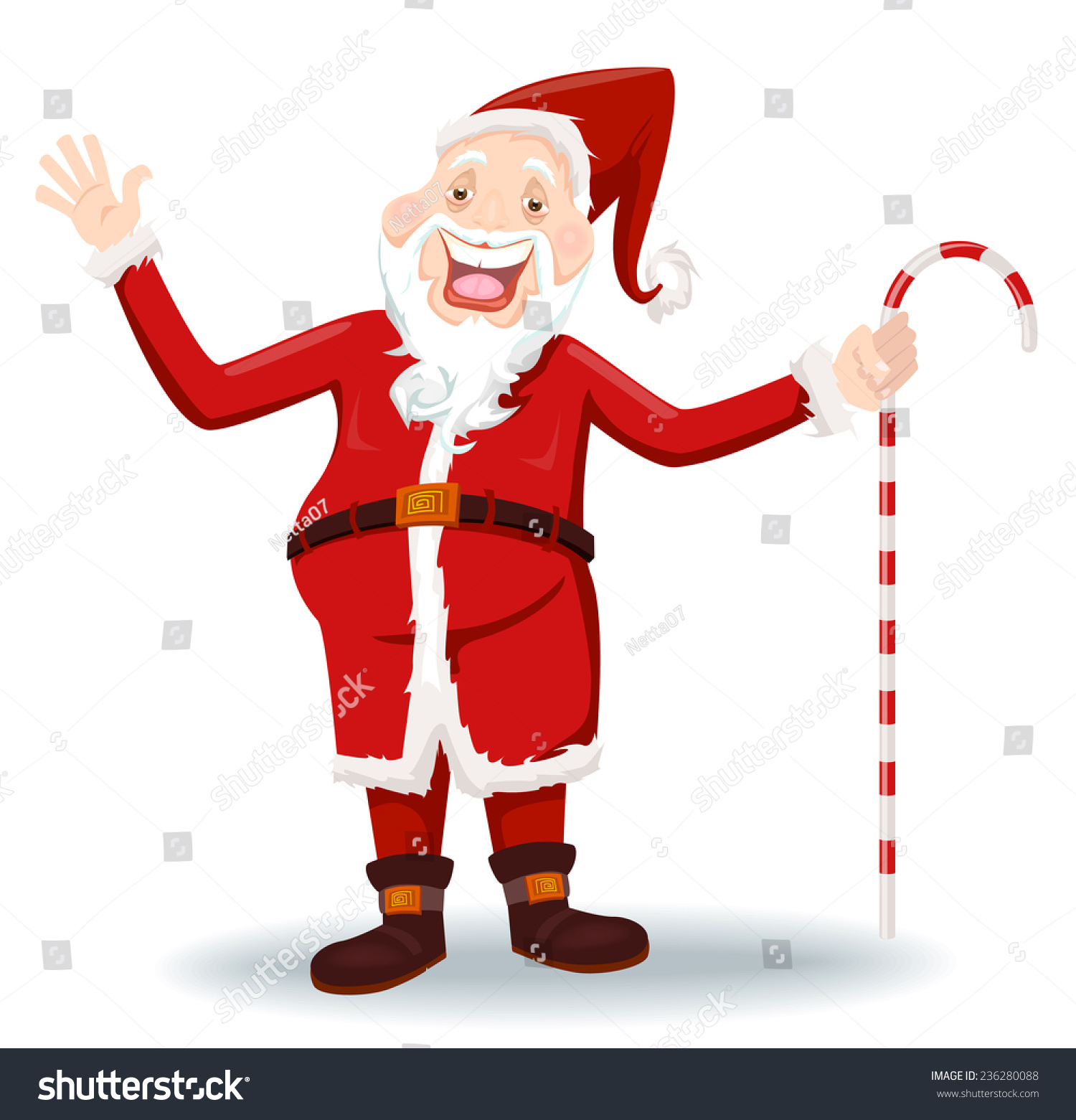 Santa Claus With Stick Waving His Hand Vector Illustration 236280088 Shutterstock