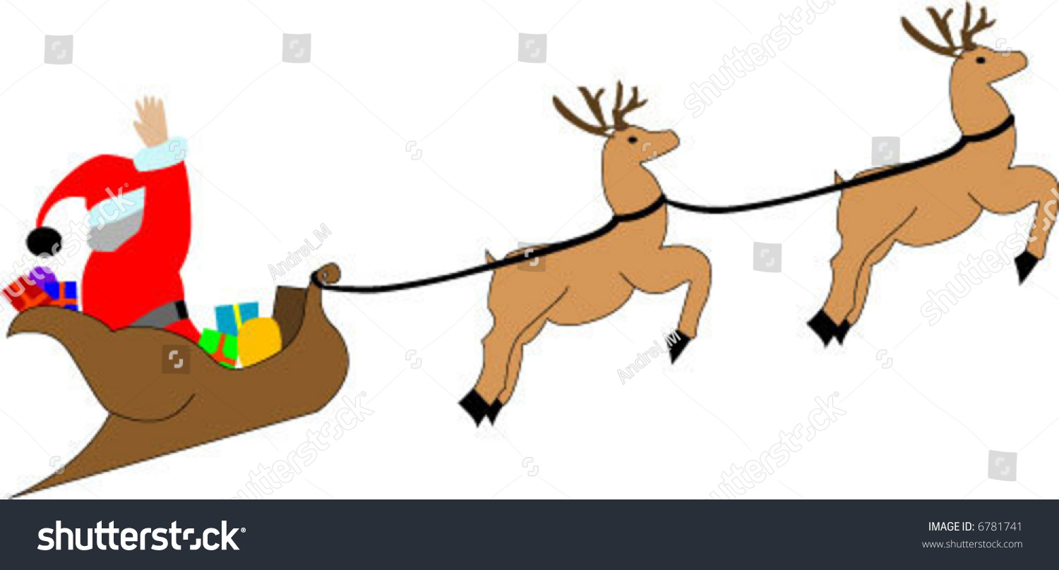 Santa Clause And His Reindeer Stock Vector Illustration 6781741