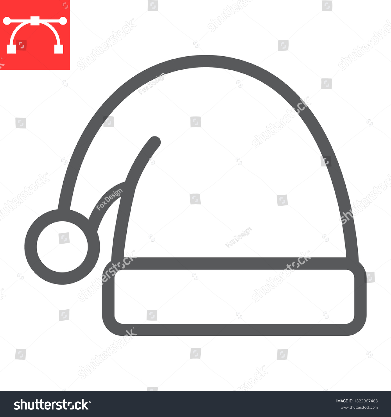 Santa Hat Line Icon Merry Christmas Stock Vector Royalty Free