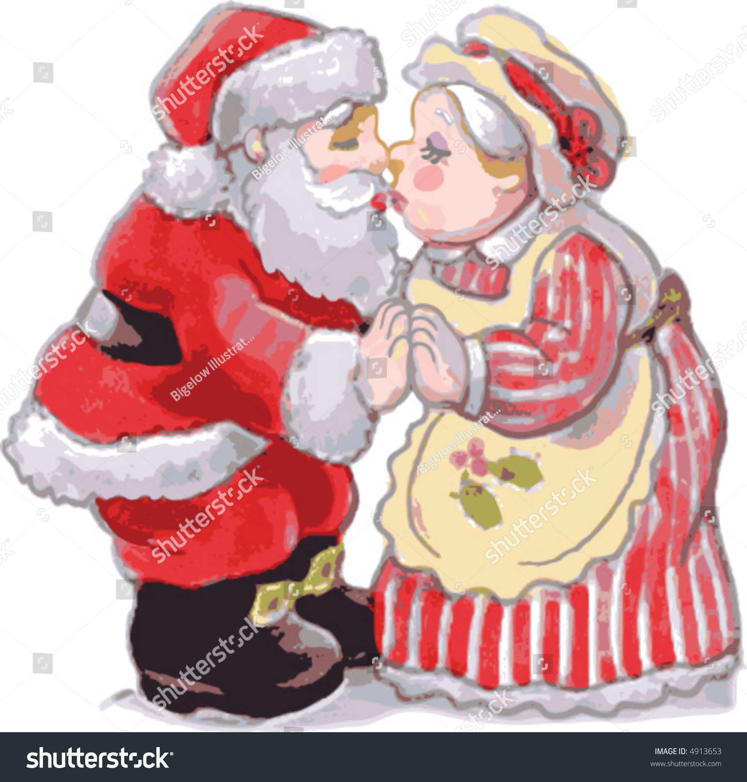 Santa Kissing Mrs Claus Stock Vector Illustration 4913653 Shutterstock