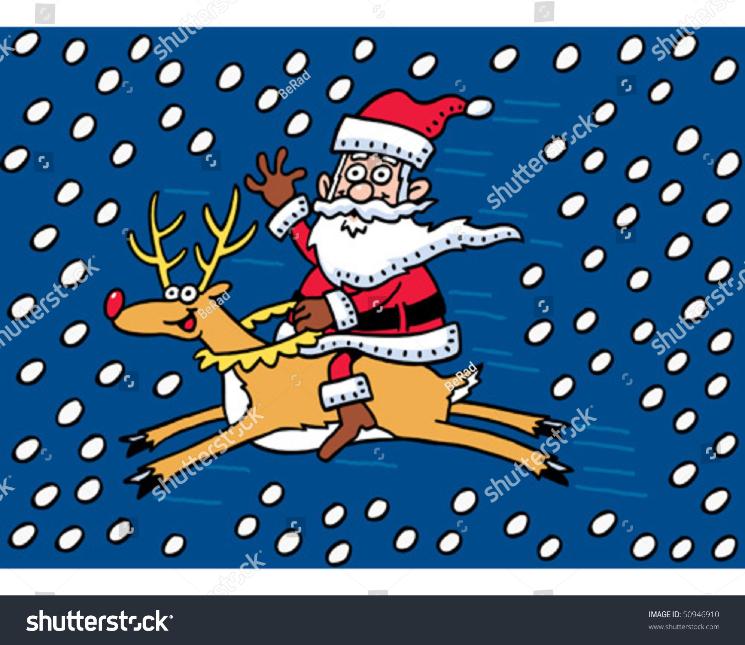 Santa Riding Reindeer Stock Vector Illustration 50946910 : Shutterstock