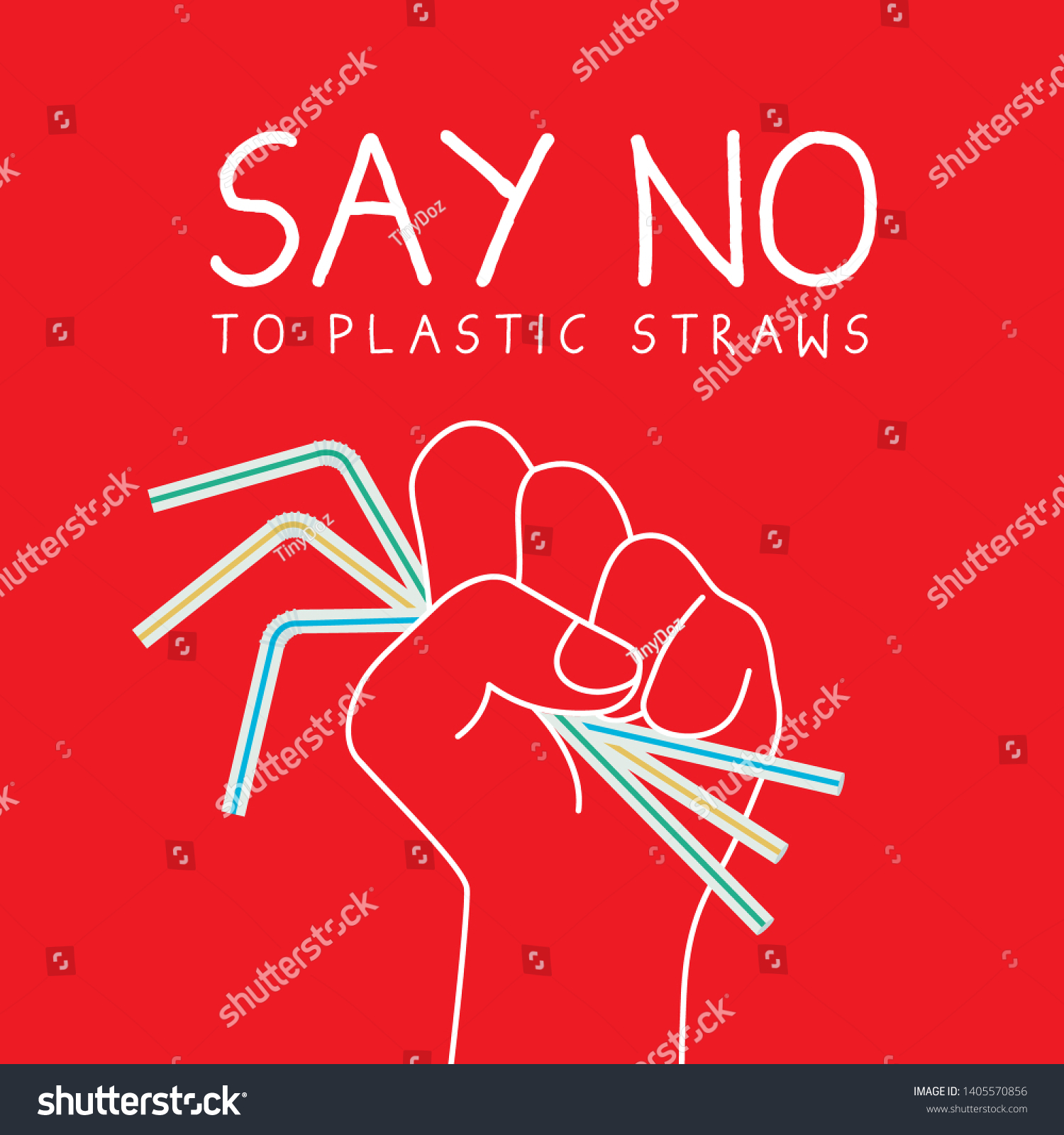 Say No Plastic Straws Stop Using Stock Vector Royalty Free